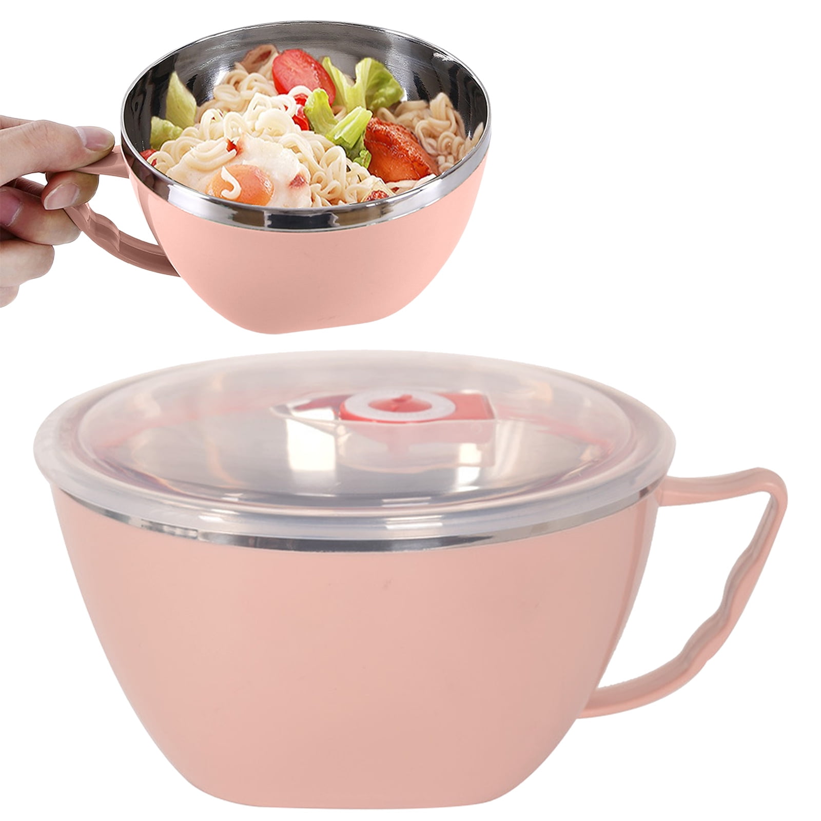 Plastic Soup Bowls with Handles, Microwave Safe Bowl with Lid, Microwavable Soup Mug with Lid, Large Soup Cups for Ramen Noodle Cereal, 1 Pcs, 5.91x3.14 5.91