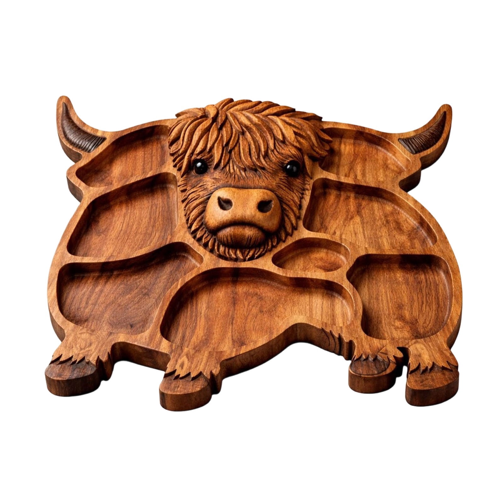 Highlands Cow Wooden Charcuterie Board,Unique Serving Tray for Cheese and Snacks,Decorative Farmhouse Centerpiece and Wall Art,Handcrafted Durable Platter for Entertaining and Gifting A - Image 1