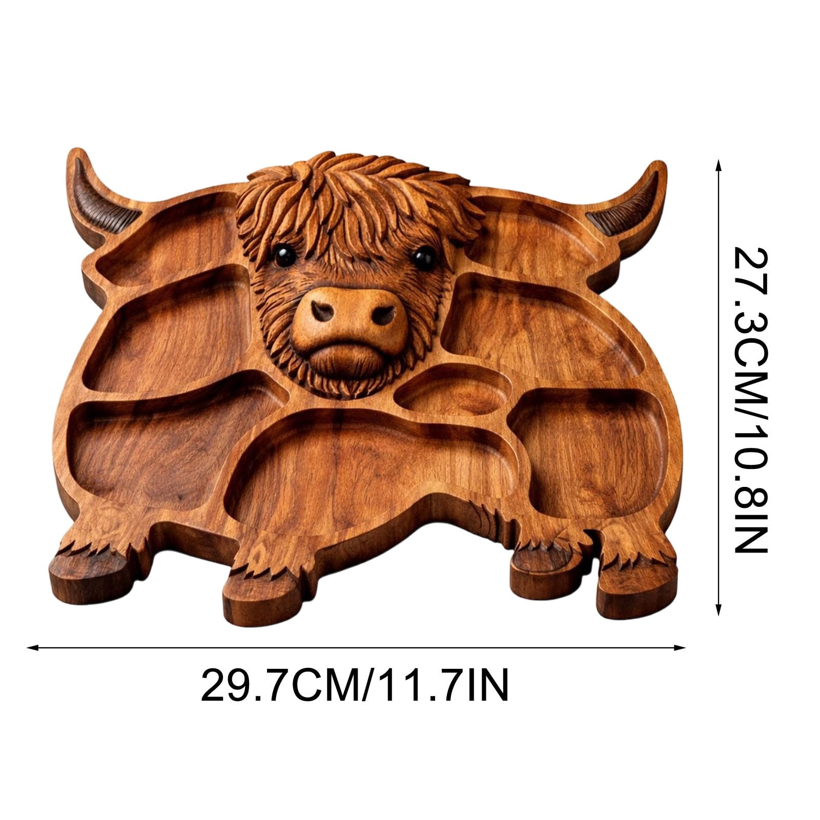 Highlands Cow Wooden Charcuterie Board,Unique Serving Tray for Cheese and Snacks,Decorative Farmhouse Centerpiece and Wall Art,Handcrafted Durable Platter for Entertaining and Gifting A - Image 2