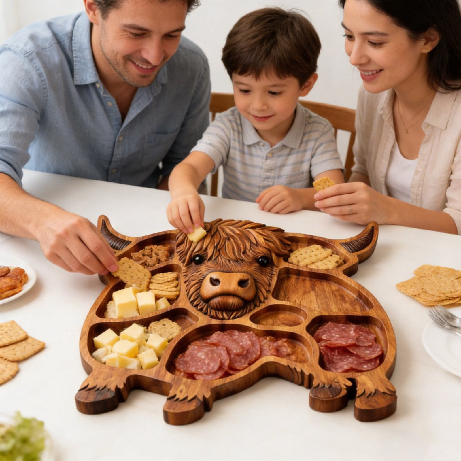 Highlands Cow Wooden Charcuterie Board,Unique Serving Tray for Cheese and Snacks,Decorative Farmhouse Centerpiece and Wall Art,Handcrafted Durable Platter for Entertaining and Gifting A - Image 3