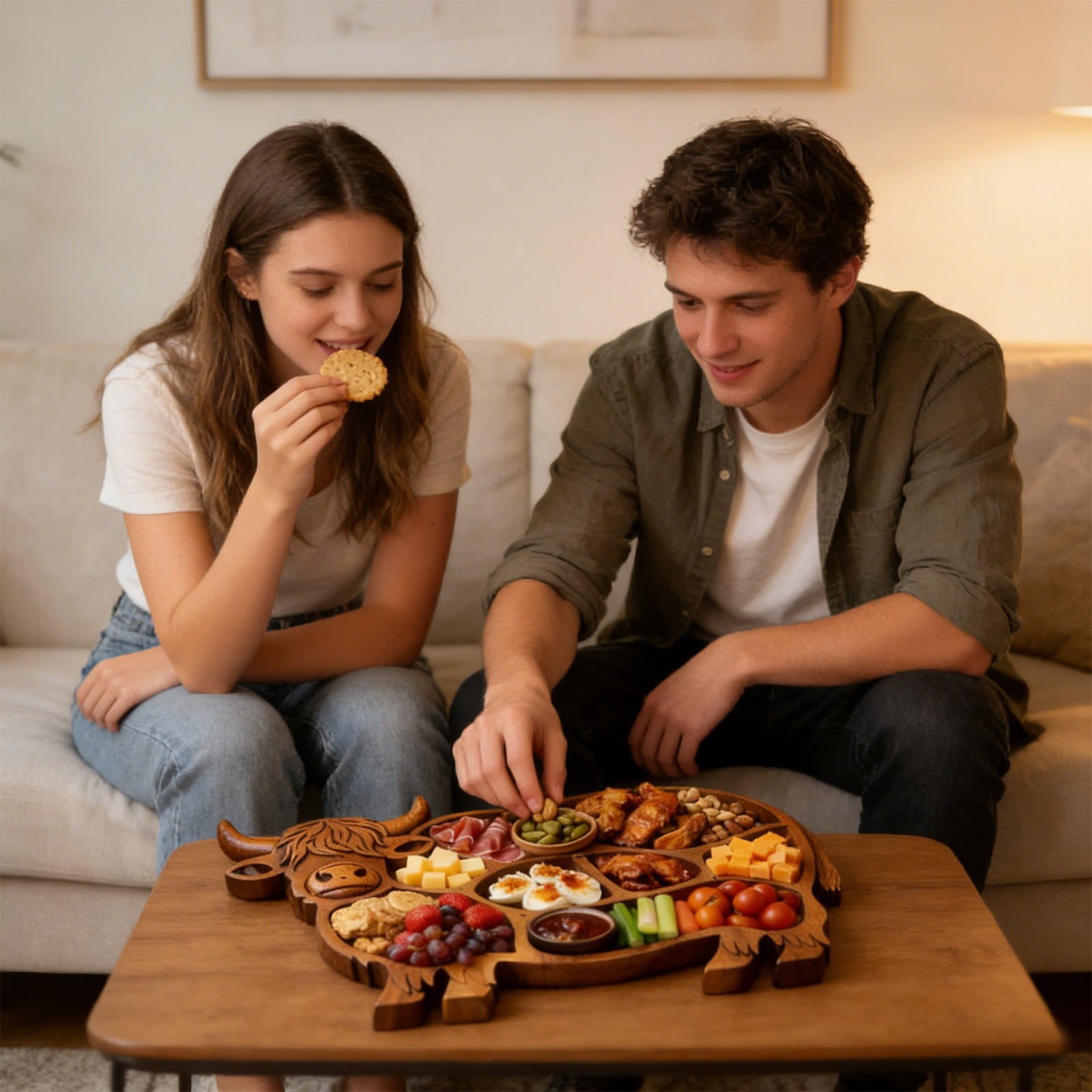 Highlands Cow Wooden Charcuterie Board,Unique Serving Tray for Cheese and Snacks,Decorative Farmhouse Centerpiece and Wall Art,Handcrafted Durable Platter for Entertaining and Gifting B - Image 5