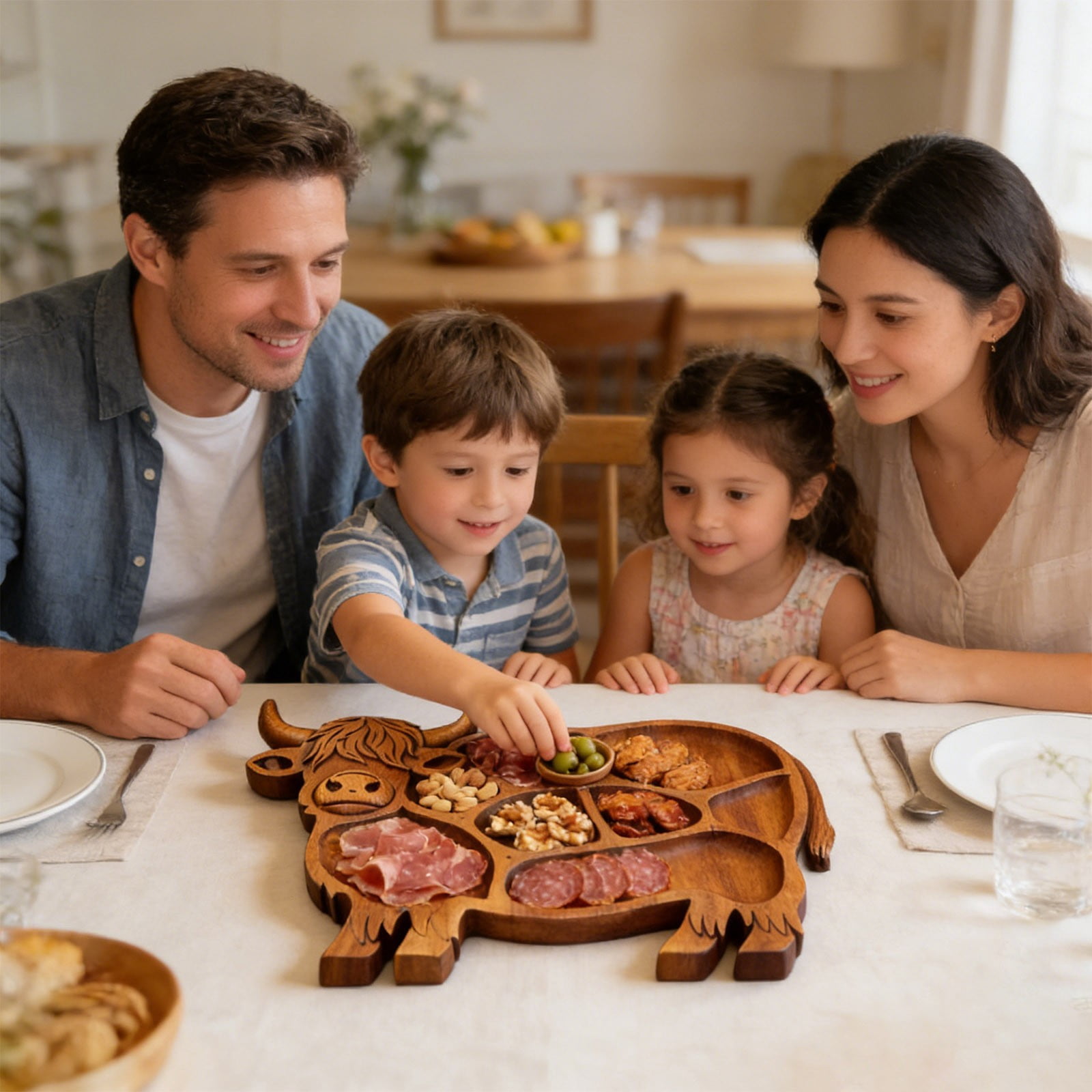 Highlands Cow Wooden Charcuterie Board,Unique Serving Tray for Cheese and Snacks,Decorative Farmhouse Centerpiece and Wall Art,Handcrafted Durable Platter for Entertaining and Gifting B - Image 6