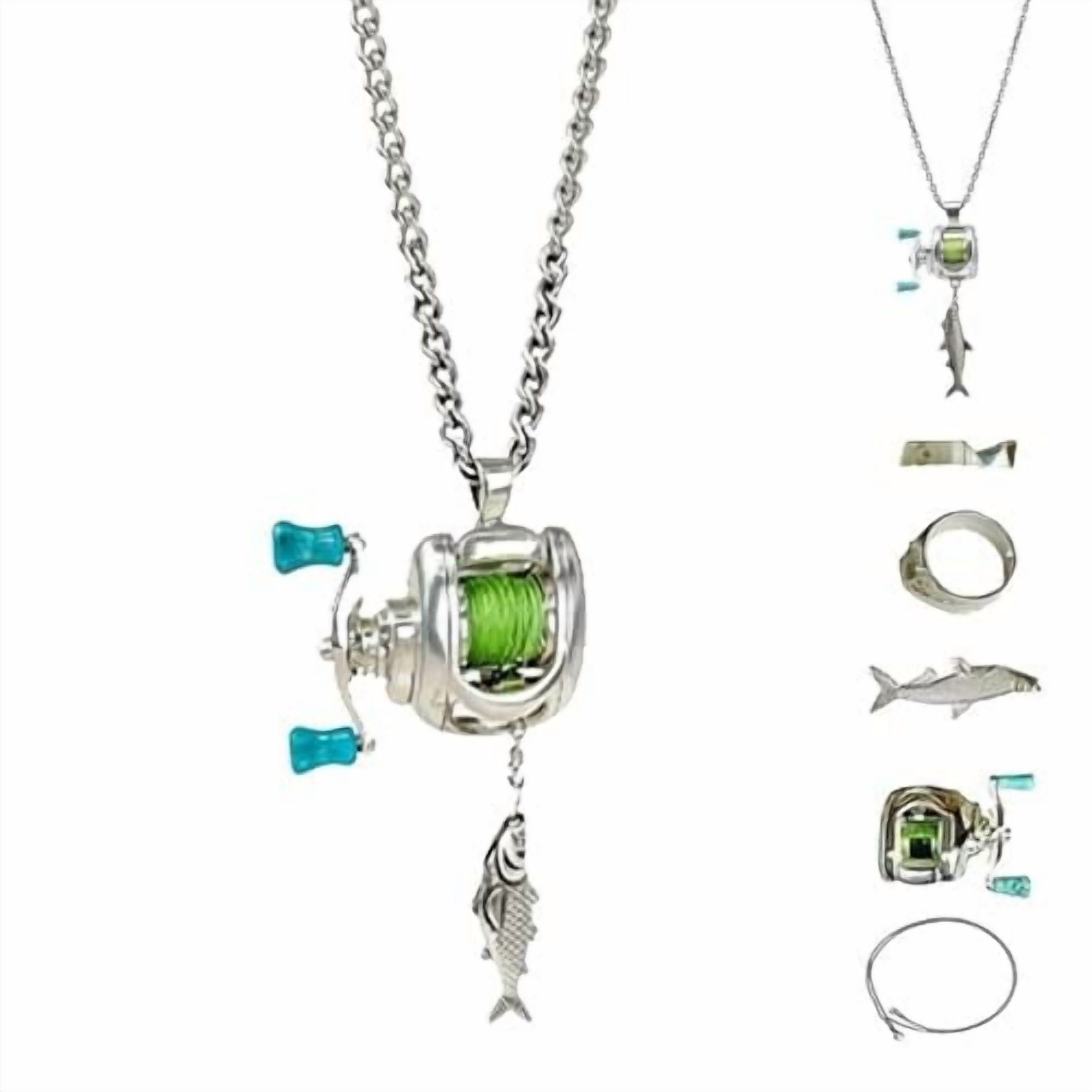 Mini Fishing Reel Necklace with Rotating Handle,Functional Spinning Reel Pendant for Anglers,Movable Line Guide and Keychain Loop,Collectible Gift for Fishing Lovers,Men,or Outdoor Enthusiasts. - Image 1