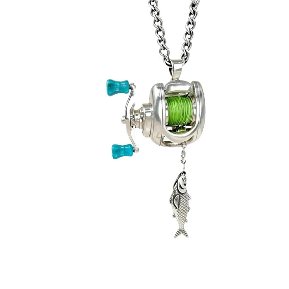 Mini Fishing Reel Necklace with Rotating Handle,Functional Spinning Reel Pendant for Anglers,Movable Line Guide and Keychain Loop,Collectible Gift for Fishing Lovers,Men,or Outdoor Enthusiasts. - Image 2