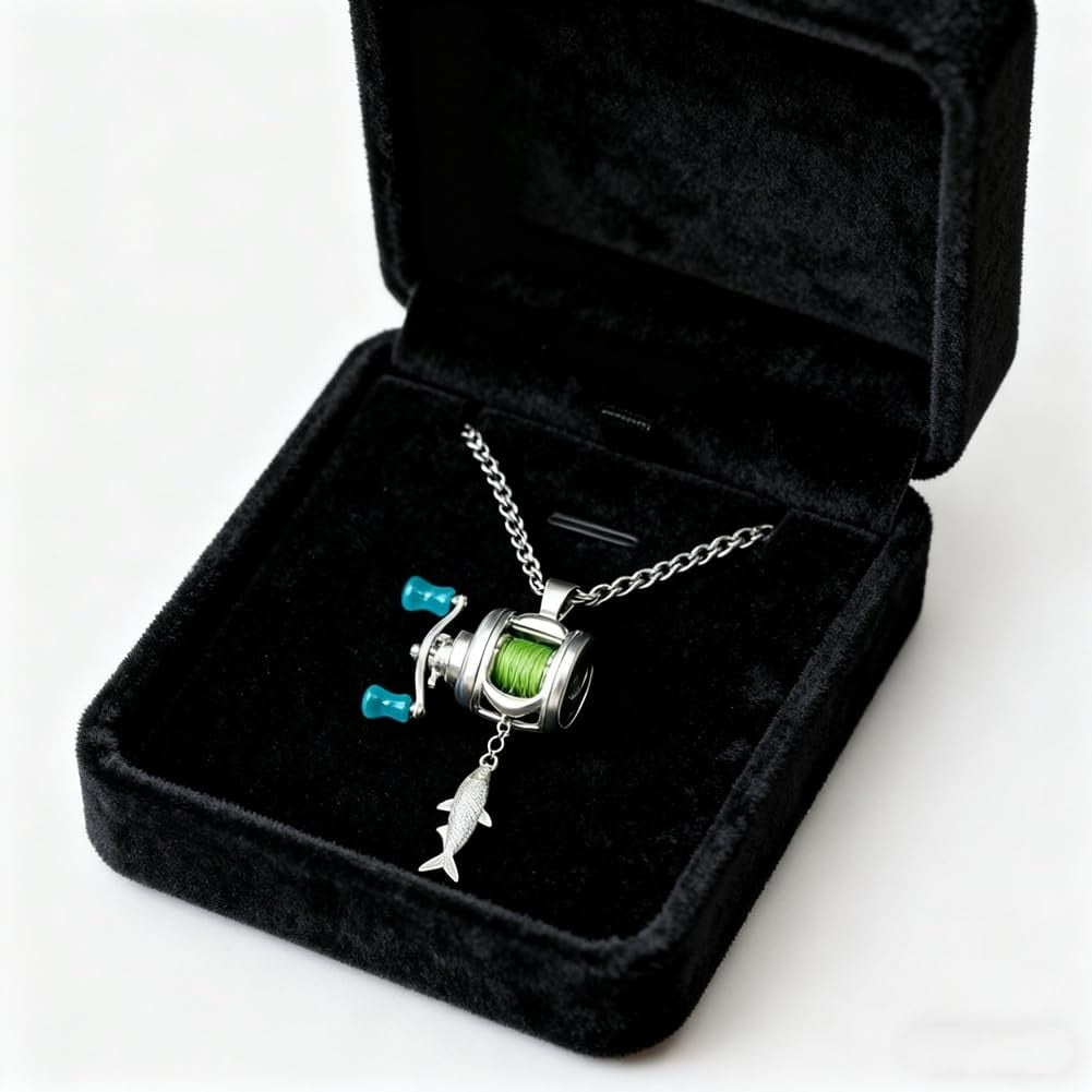 Mini Fishing Reel Necklace with Rotating Handle,Functional Spinning Reel Pendant for Anglers,Movable Line Guide and Keychain Loop,Collectible Gift for Fishing Lovers,Men,or Outdoor Enthusiasts. - Image 3
