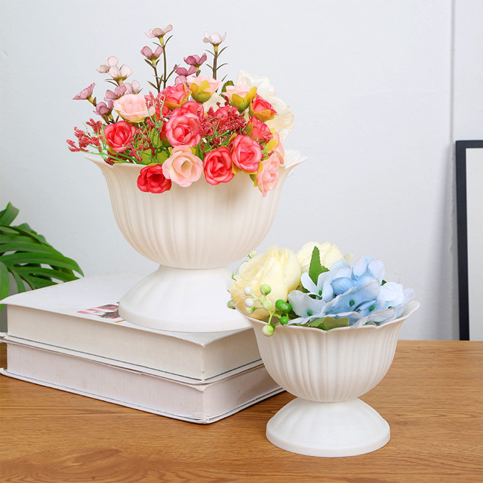 1.1L Thickened Round Bottom Plastic Flower Pot,18x13.5x18cm White Planter for Indoor and Outdoor Plants,Durable and Easy to Clean,Suitable for Various Decorative and Gardening Needs - Image 2