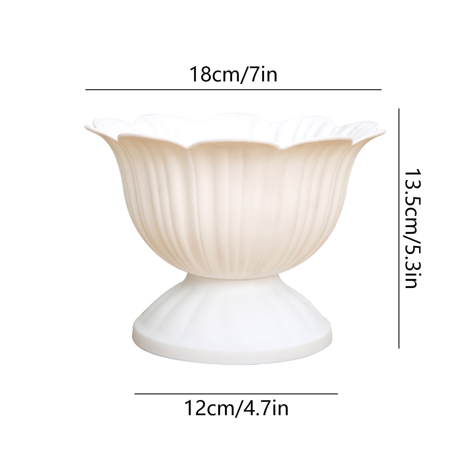 1.1L Thickened Round Bottom Plastic Flower Pot,18x13.5x18cm White Planter for Indoor and Outdoor Plants,Durable and Easy to Clean,Suitable for Various Decorative and Gardening Needs - Image 3