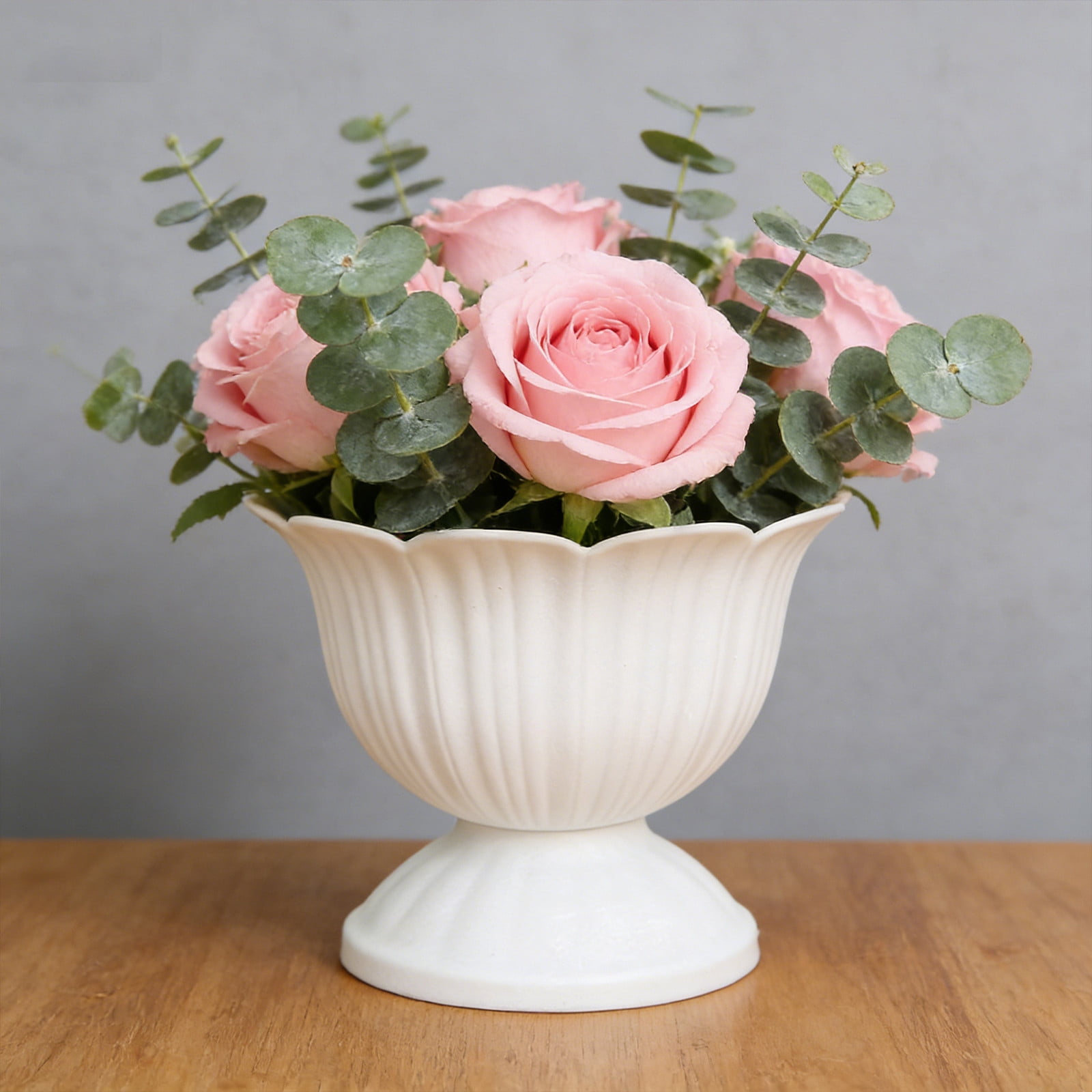 1.1L Thickened Round Bottom Plastic Flower Pot,18x13.5x18cm White Planter for Indoor and Outdoor Plants,Durable and Easy to Clean,Suitable for Various Decorative and Gardening Needs - Image 5