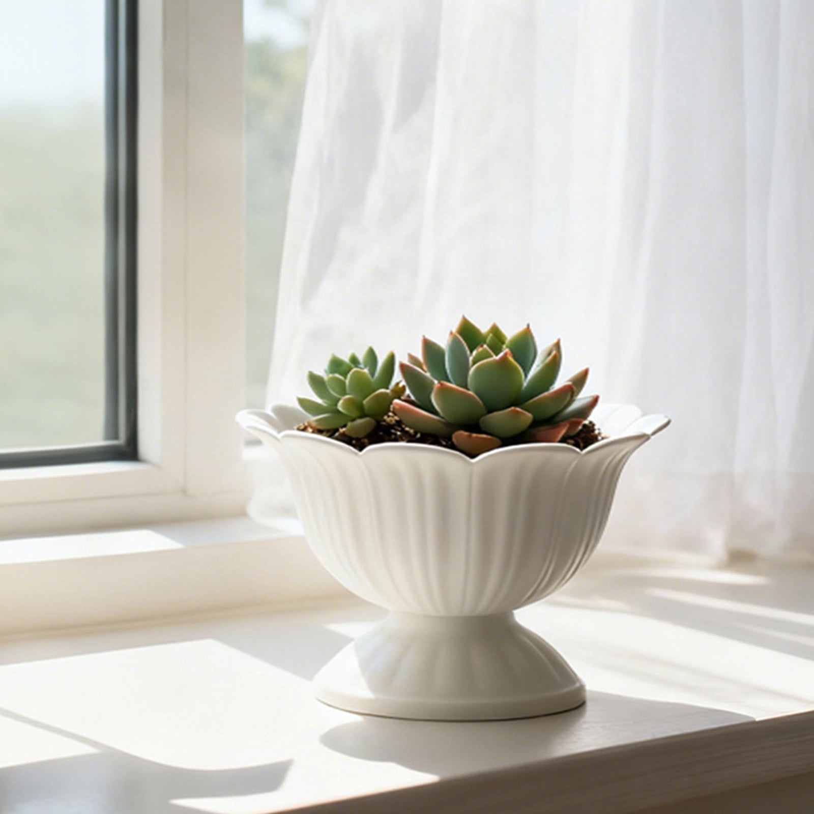 1.1L Thickened Round Bottom Plastic Flower Pot,18x13.5x18cm White Planter for Indoor and Outdoor Plants,Durable and Easy to Clean,Suitable for Various Decorative and Gardening Needs - Image 6
