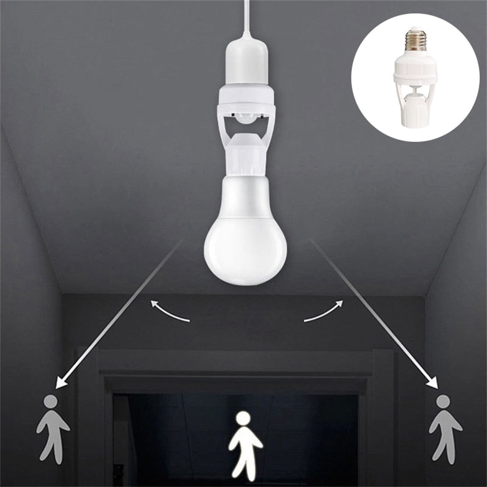 E27 Screw Motion Sensor Light Socket with Infrared Detection,Automatic On/Off for Stairs and Hallways,Easy Installation No Wiring,360-Direction Sensing for Energy Saving and Security - Image 2