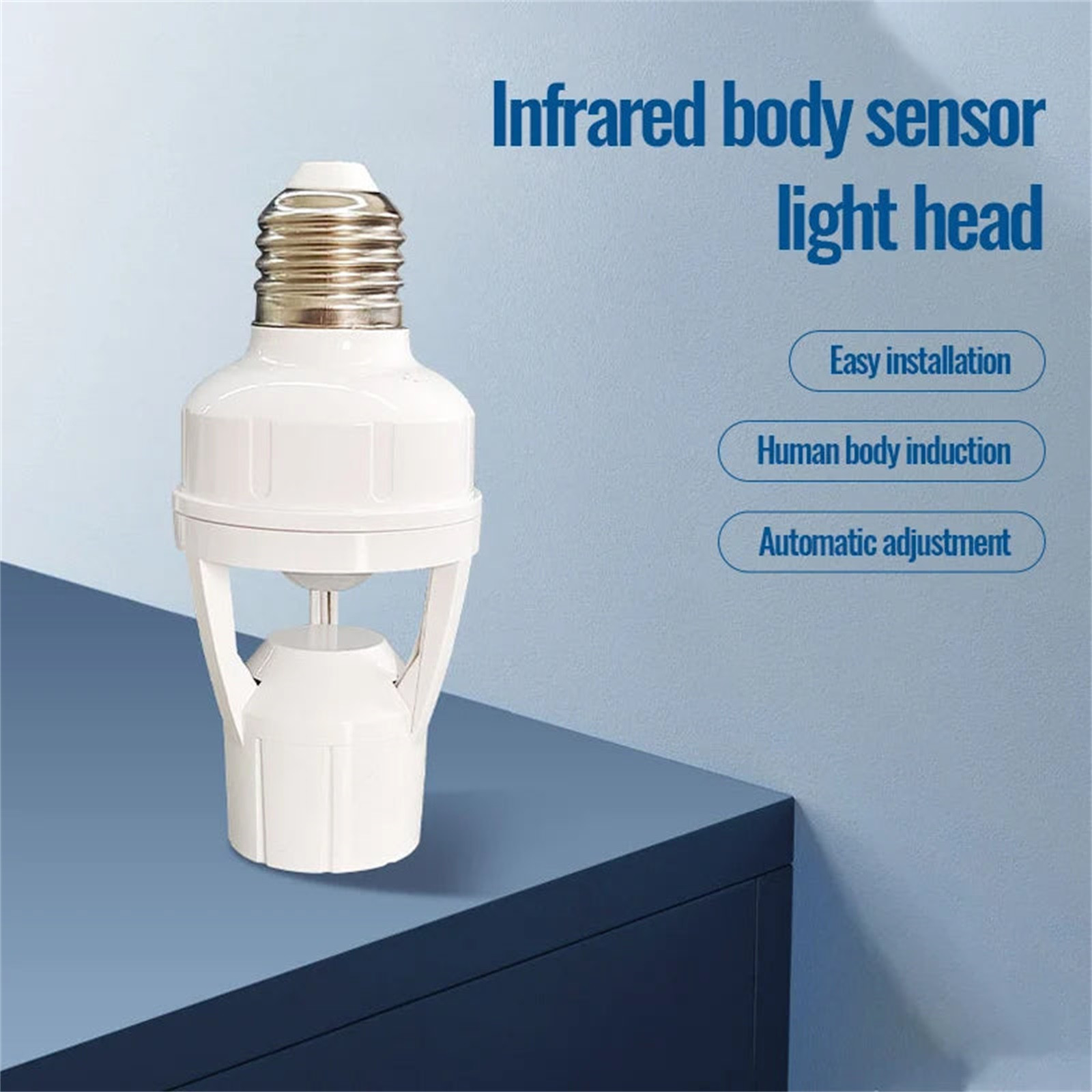 E27 Screw Motion Sensor Light Socket with Infrared Detection,Automatic On/Off for Stairs and Hallways,Easy Installation No Wiring,360-Direction Sensing for Energy Saving and Security - Image 6