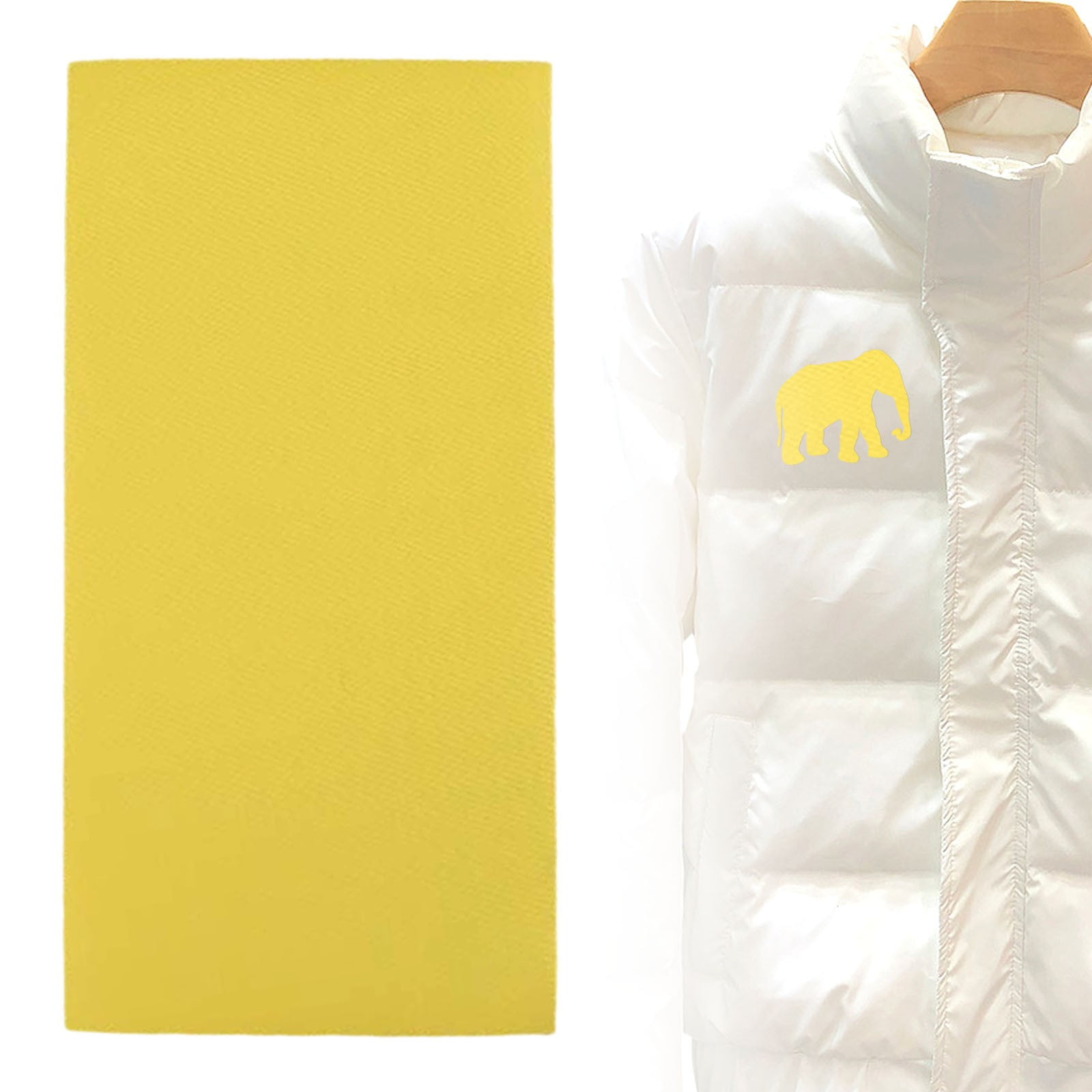 1Pcs Down Jacket Repair Patch Kit,Pre-Cut Nylon Patches for Clothes,Self-Adhesive Fabric Tape,Waterproof Lightweight Outdoor Repair Tape for Puffer Jacket Coat Tent Backpack,3'x7.87'(Pink) Yellow - Image 2