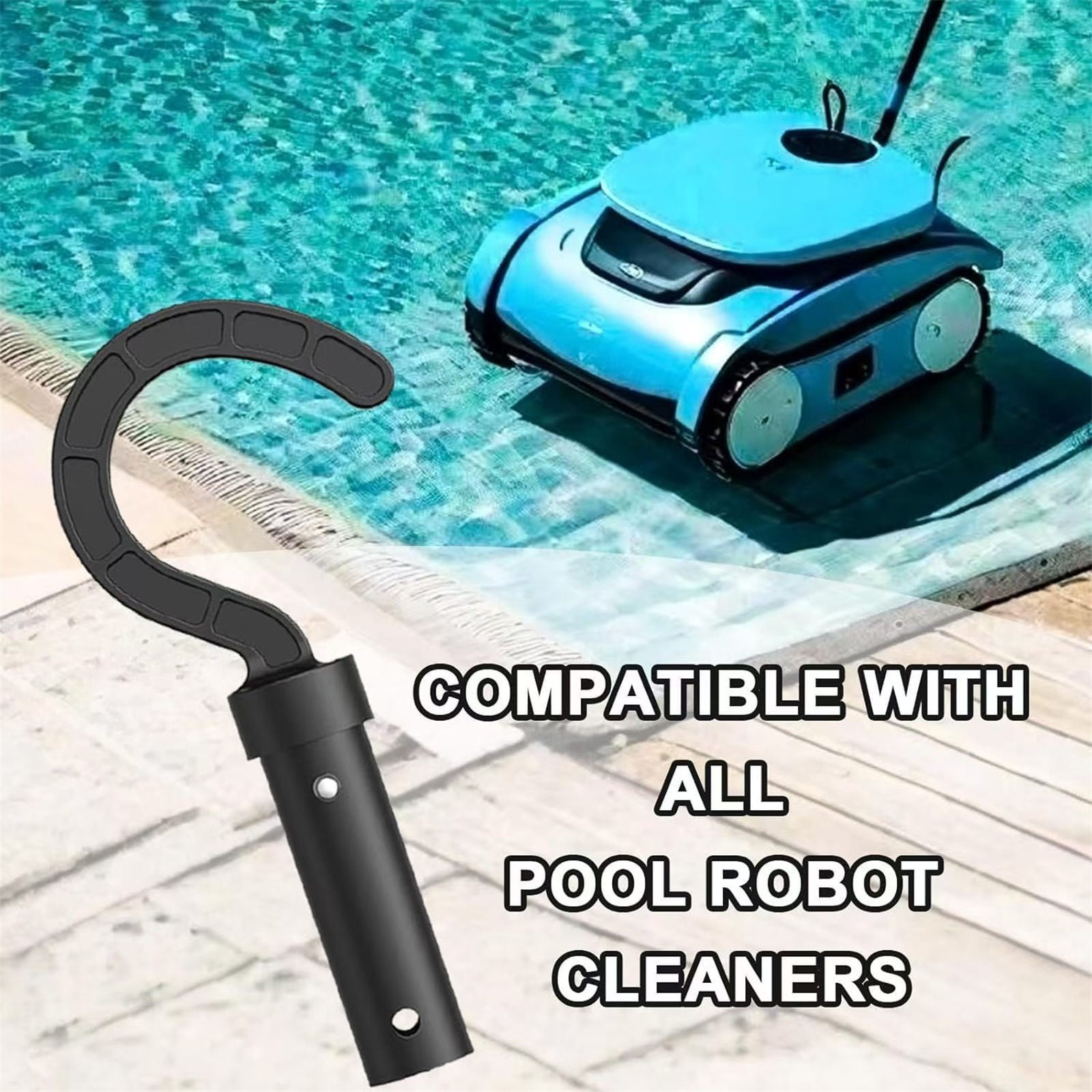 Plastic Hook for All Robotic Pool Cleaner,Customized for Pool Robot,Plastic Pool Hook for Poles - Easy Attach to Telescopic Poles,Pool Accessories for Pool Vacuum Robot,3.7'x8'(Black) Black1 - Image 6