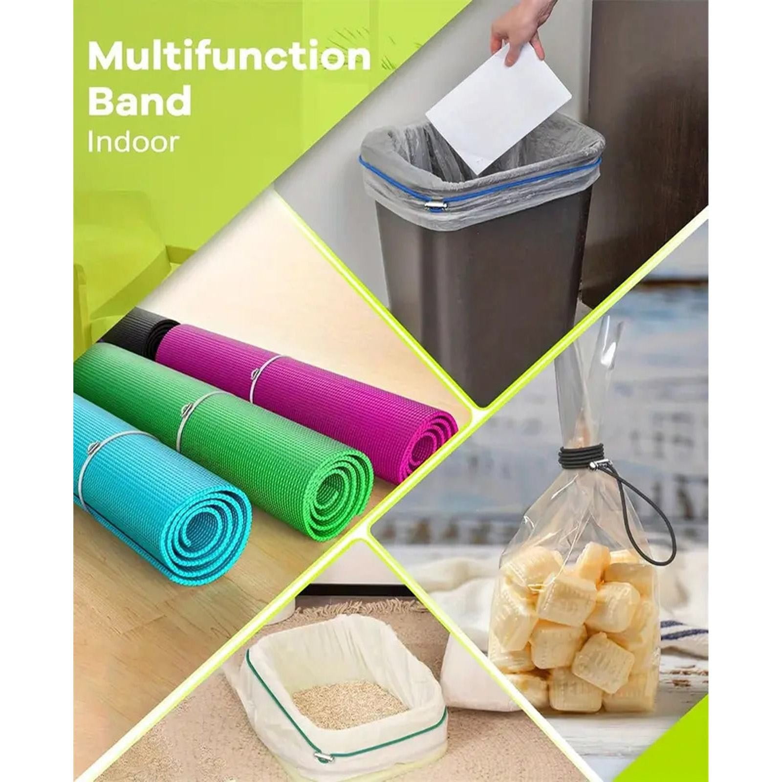 Garbage Can Rubber Bands,Multifunction Litter Box Bands,Fits 13-30 Gallon Bins, Heavy-duty Trash Can Bands to Hold Garbage Bags in Place, Trash Bag Holder Band with High Elasticity(Grey) Black - Image 6