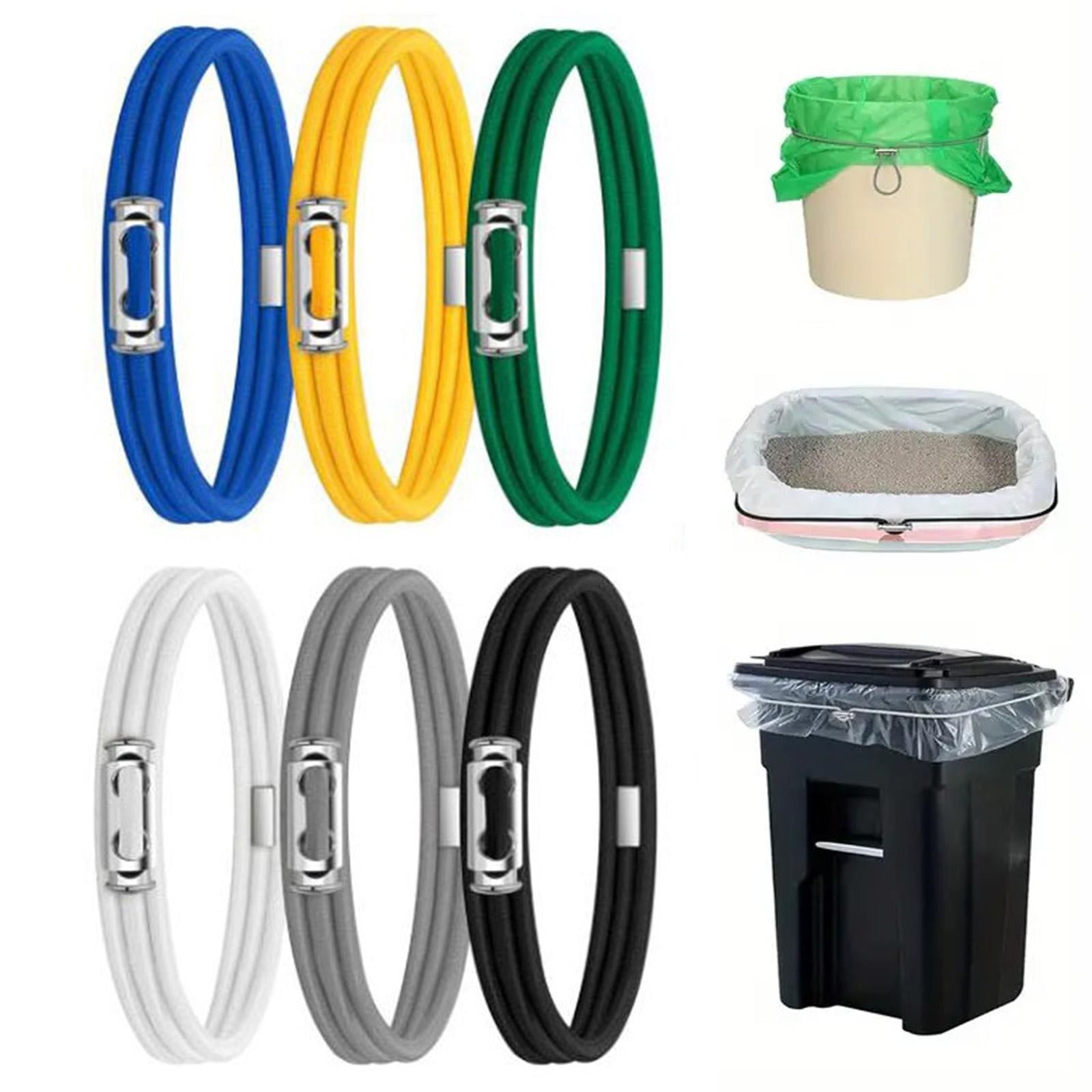 Garbage Can Rubber Bands,Multifunction Litter Box Bands,Fits 13-30 Gallon Bins, Heavy-duty Trash Can Bands to Hold Garbage Bags in Place, Trash Bag Holder Band with High Elasticity(Grey) Black - Image 8
