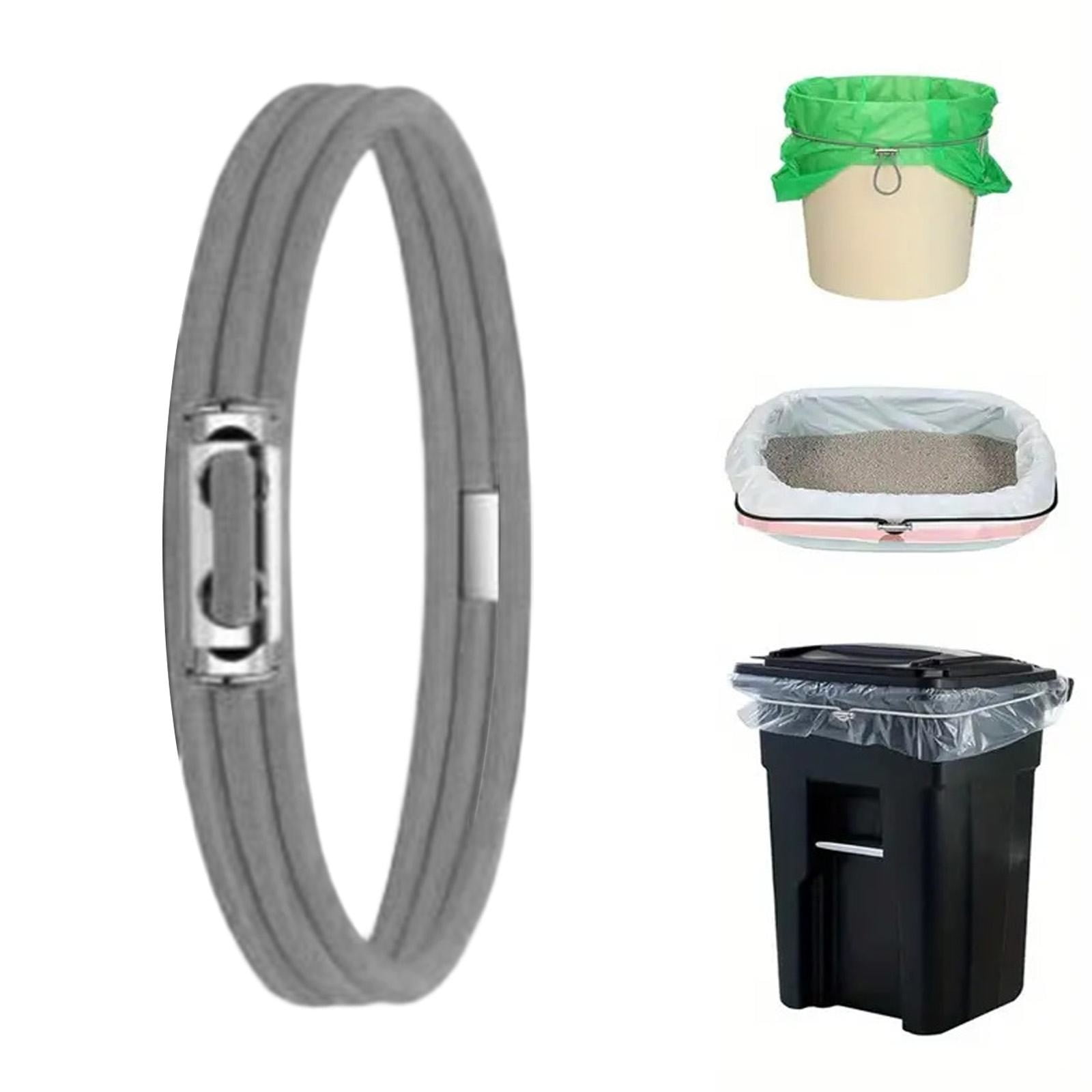 Garbage Can Rubber Bands,Multifunction Litter Box Bands,Fits 13-30 Gallon Bins, Heavy-duty Trash Can Bands to Hold Garbage Bags in Place, Trash Bag Holder Band with High Elasticity(Grey) Grey - Image 2