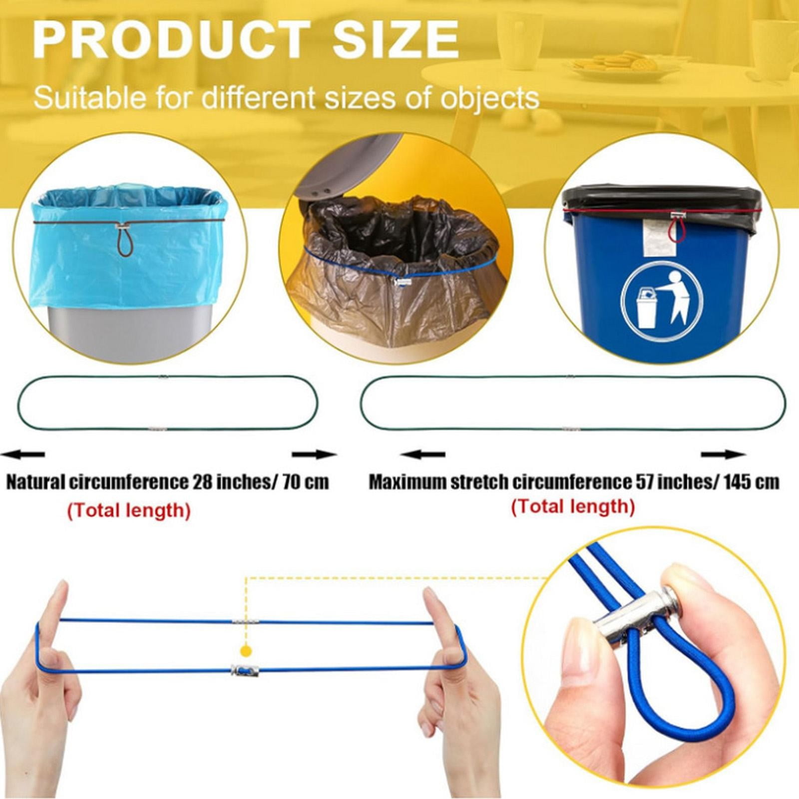 Garbage Can Rubber Bands,Multifunction Litter Box Bands,Fits 13-30 Gallon Bins, Heavy-duty Trash Can Bands to Hold Garbage Bags in Place, Trash Bag Holder Band with High Elasticity(Grey) Grey - Image 3