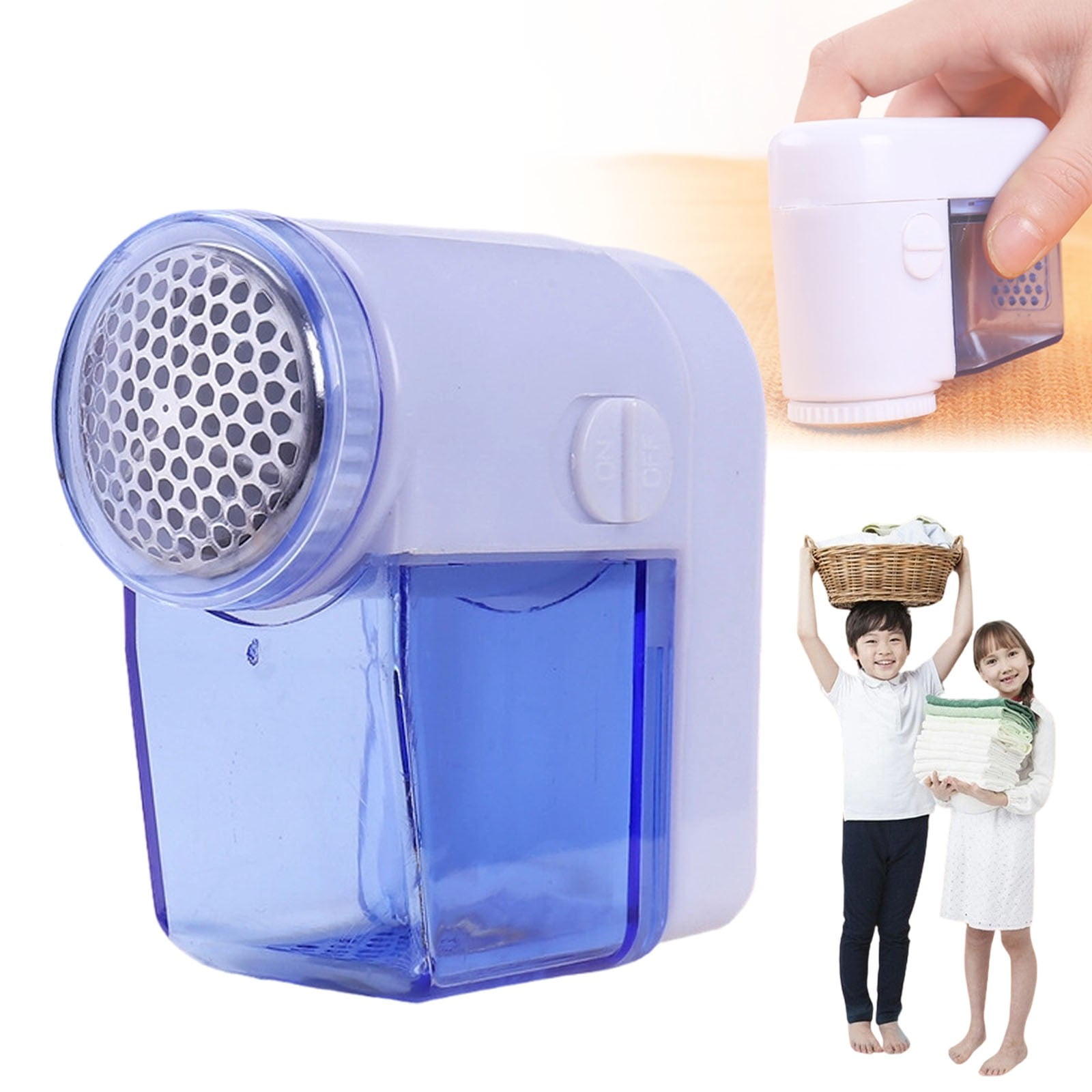 Fabric Shaver and Lint Remover,Portable Fabric Shaver,Electric Lint Remover for Clothes, Sweaters,Blankets,Battery-Operated Fuzz Remover with Protective Cover,2.75'x2.75'(Blue) Blue - Image 2