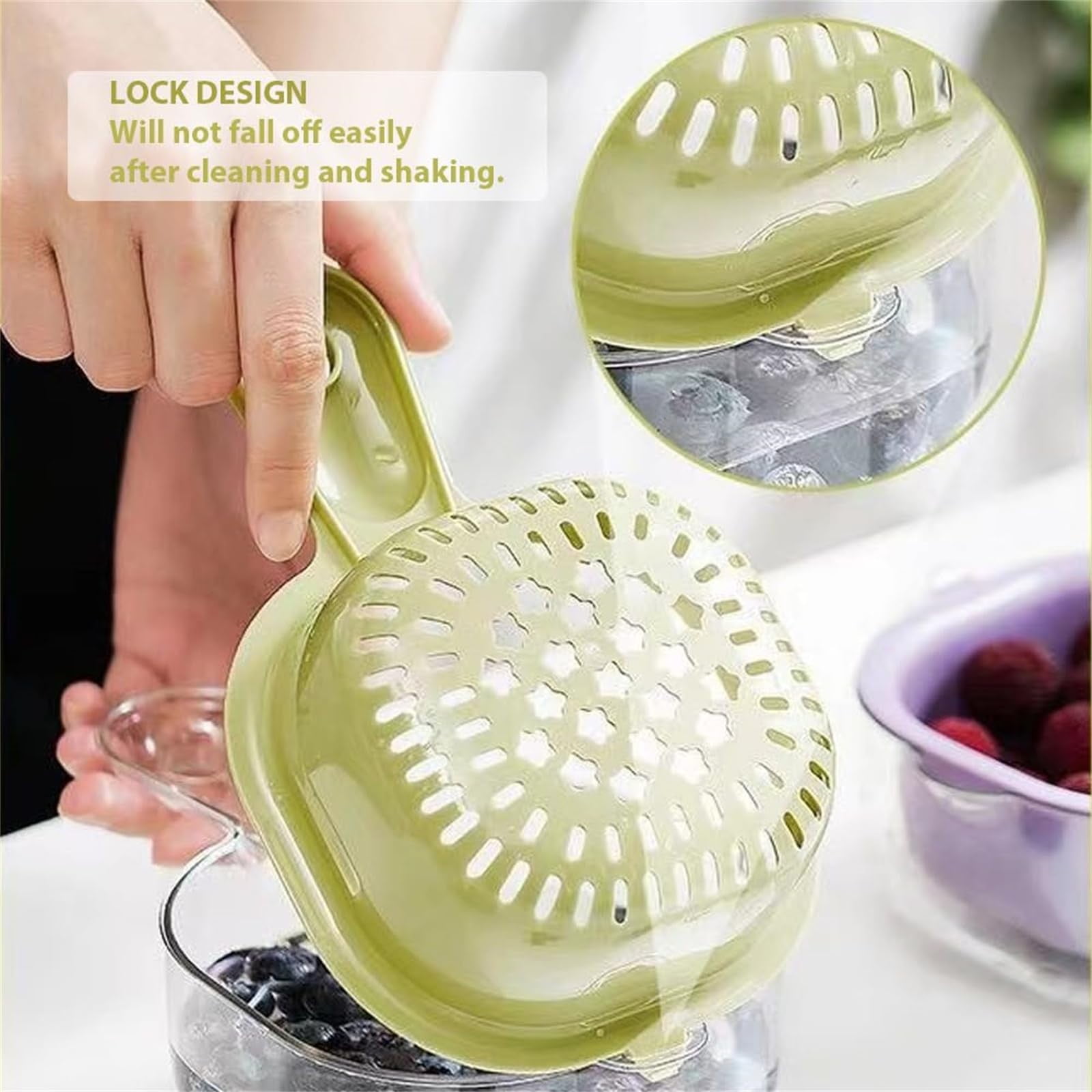 Small Fruit Colander, Fruit Rinser Strainer Container Dual-Layer Vegetable Cutting And Draining Basket, Watermelon Bowl With Strainer For Mini Berry And Tomato Grape Washer, 1 Pcs, 7.67x4.72 7.67