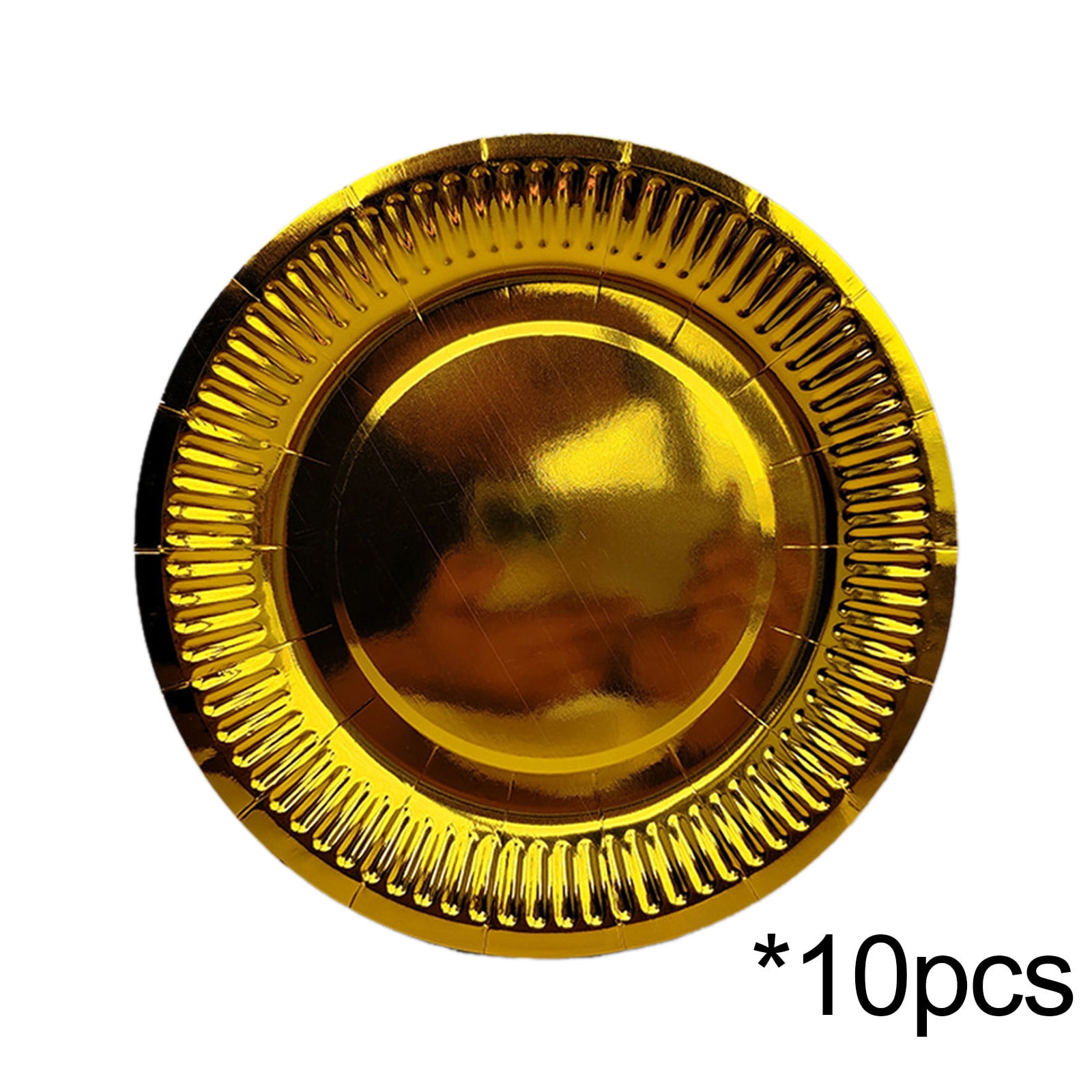 10PCS Gold Red Paper Plates,Disposable Foil Gold Card Cake Dessert Plates Glitter Tableware Party Supplies for Dinner Wedding Anniversary Birthday Bridal Shower Decorations,Gold Card Paper Plates Gold - Image 3
