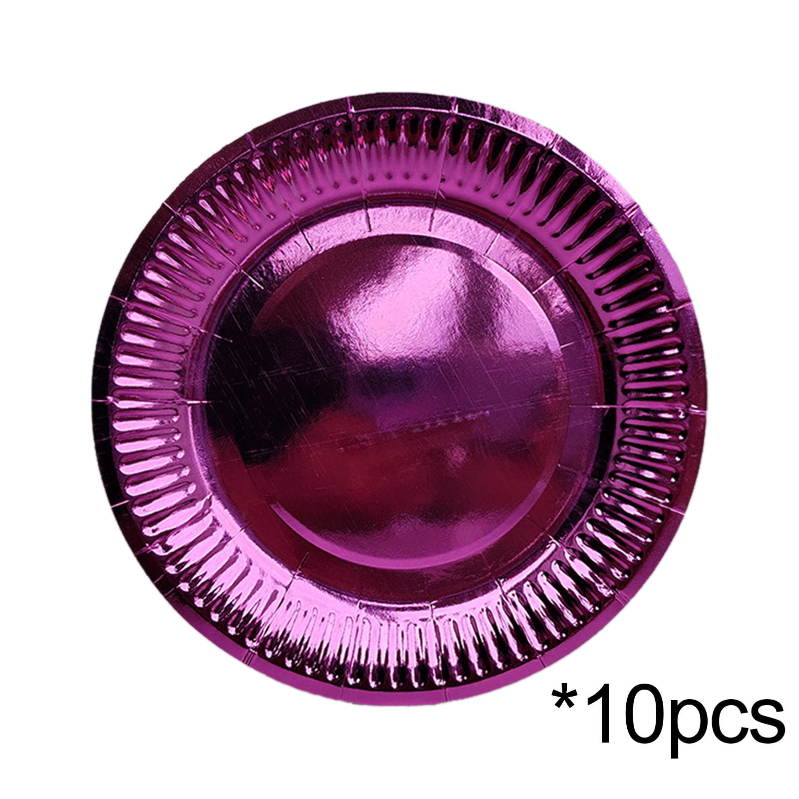 10PCS Gold Red Paper Plates,Disposable Foil Gold Card Cake Dessert Plates Glitter Tableware Party Supplies for Dinner Wedding Anniversary Birthday Bridal Shower Decorations,Gold Card Paper Plates Purple - Image 3