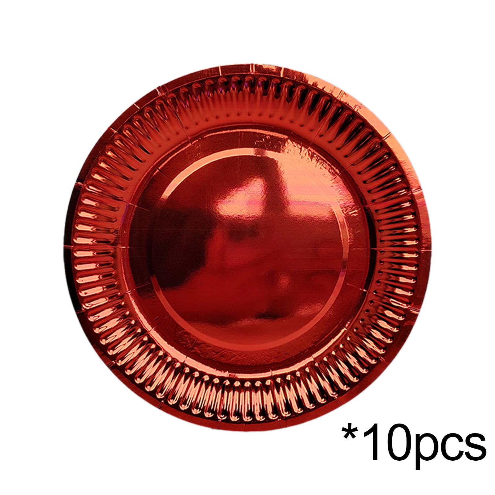 10PCS Gold Red Paper Plates,Disposable Foil Gold Card Cake Dessert Plates Glitter Tableware Party Supplies for Dinner Wedding Anniversary Birthday Bridal Shower Decorations,Gold Card Paper Plates Red - Image 3