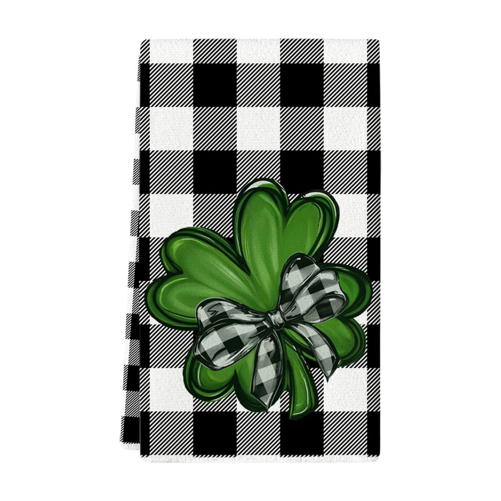 Shamrock Green Dish Towel,Set of 1 St.Patrick's Day Kitchen Towel,Bathroom Decorative Cloth for Irish Decoration Kitchen Bathroom Home Cooking Housewarming Gifts,15 x 24 Inch A - Image 1
