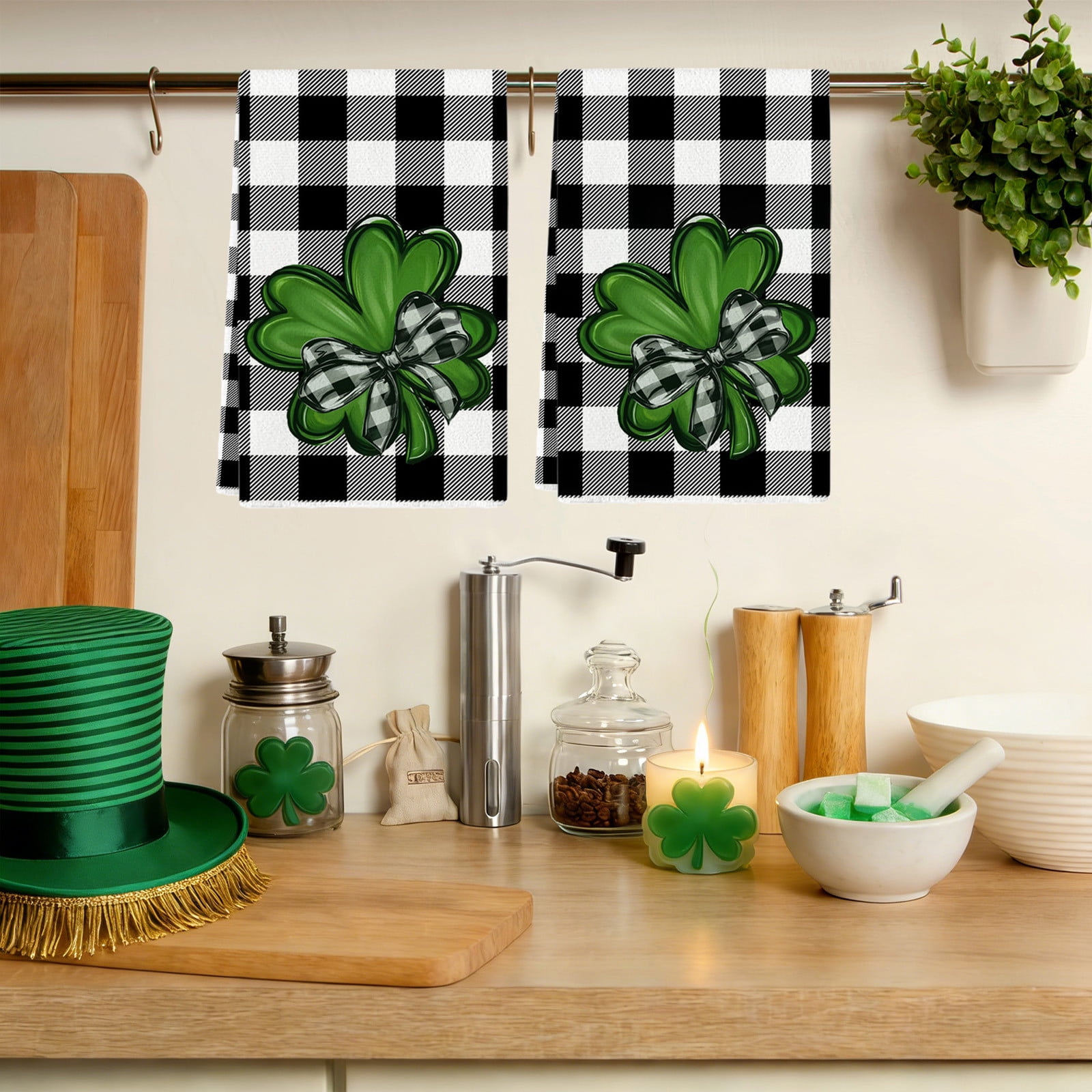 Shamrock Green Dish Towel,Set of 1 St.Patrick's Day Kitchen Towel,Bathroom Decorative Cloth for Irish Decoration Kitchen Bathroom Home Cooking Housewarming Gifts,15 x 24 Inch A - Image 5