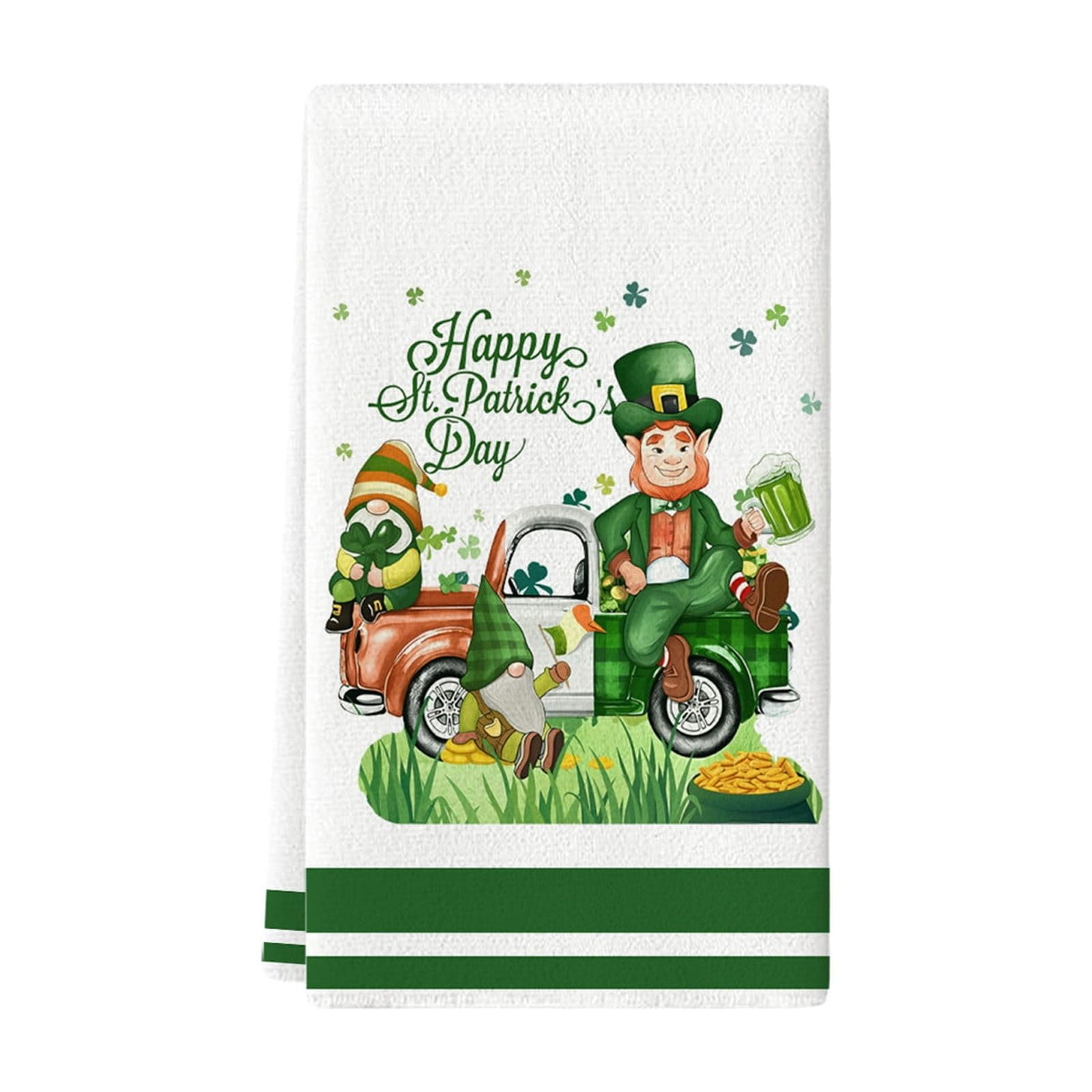 Shamrock Green Dish Towel,Set of 1 St.Patrick's Day Kitchen Towel,Bathroom Decorative Cloth for Irish Decoration Kitchen Bathroom Home Cooking Housewarming Gifts,15 x 24 Inch C - Image 1