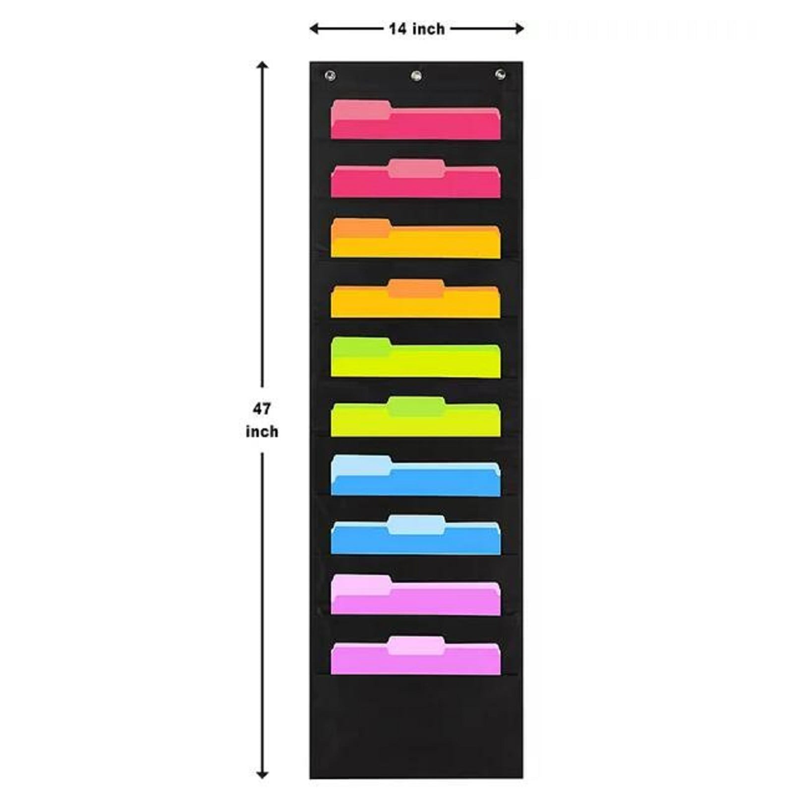 1 Pcs Hanging Wall File Organizer,10 Pocket Storage Pocket Charts,Hanging Wall File Organizer for File Folders,File Pocket Chart,Versatile Wall Hanging File Folder Organizer,(Black,9.84x14.96 in) Black - Image 3
