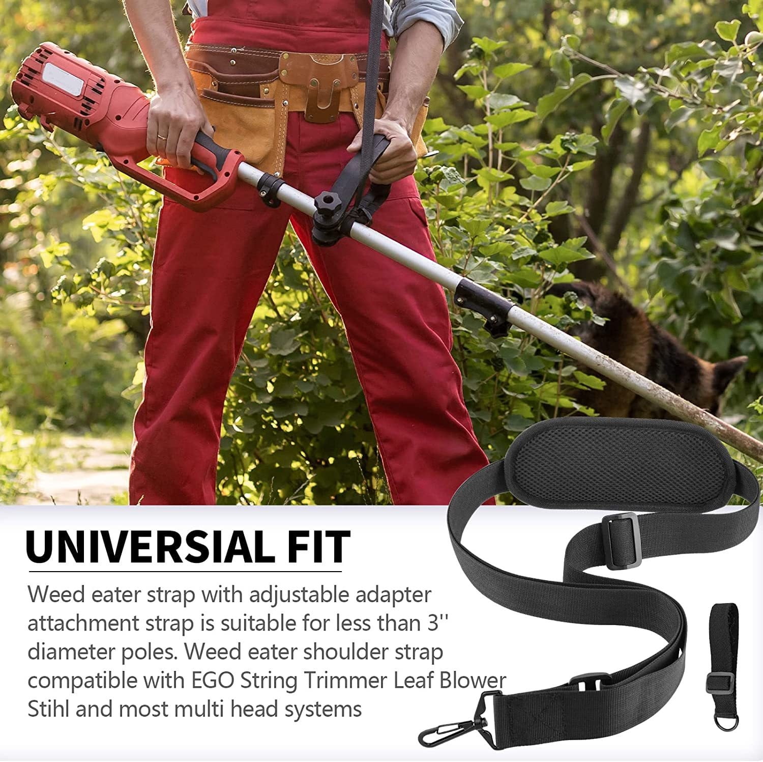 CCMAOLU Trimmer Shoulder Strap Harness,Heavy Duty Adjustable Straps with Upgraded Metal Clasp,Compatible with EGO String Trimmer & Leaf Blower,Lawn Mowing Accessories for Comfort & Balance - Image 4