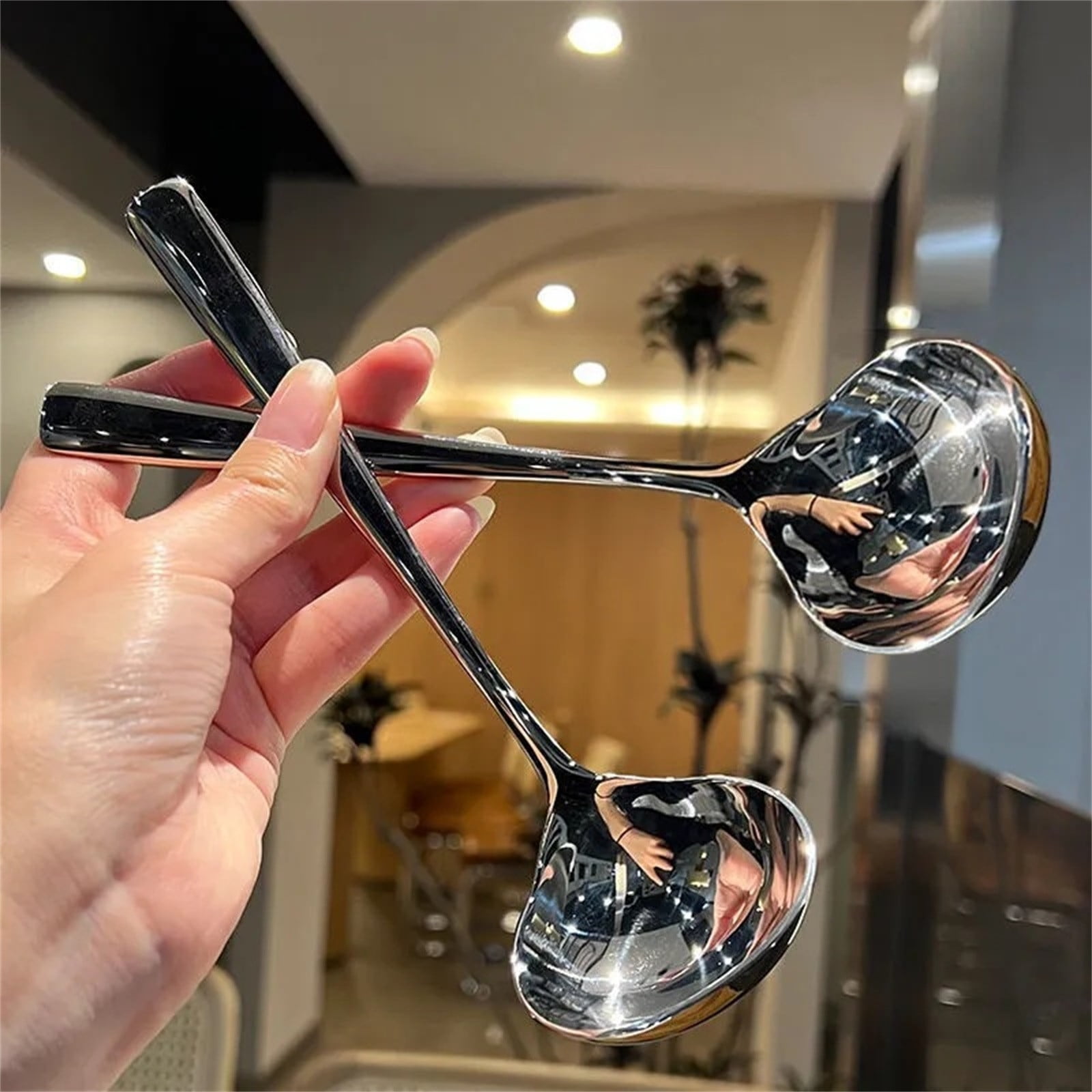 1 Pcs Small Ladle,8 Inch Stainless Steel Small Ladle,Small Gravy Soup Serving Ladle,Metal Serving Ladles,Kitchen Gravy Soup Spoon,Small Gravy Soup Spoon for Spooning Gravies,(Silver,8.07 in) Silver - Image 5