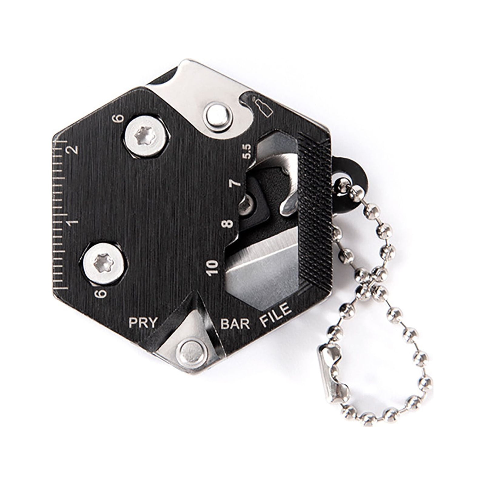 CCMAOLU Hexagonal Multitool Keychain,Portable Pocket Tool with Folding Cutter,Screwdriver Set,Bottle Opener for Outdoor Hiking,Camping,Emergency Seat Belt Cutter,Small Fashion Keychain Tool - Image 1
