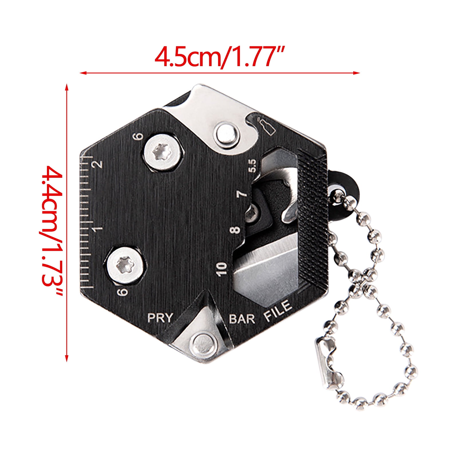 CCMAOLU Hexagonal Multitool Keychain,Portable Pocket Tool with Folding Cutter,Screwdriver Set,Bottle Opener for Outdoor Hiking,Camping,Emergency Seat Belt Cutter,Small Fashion Keychain Tool - Image 3