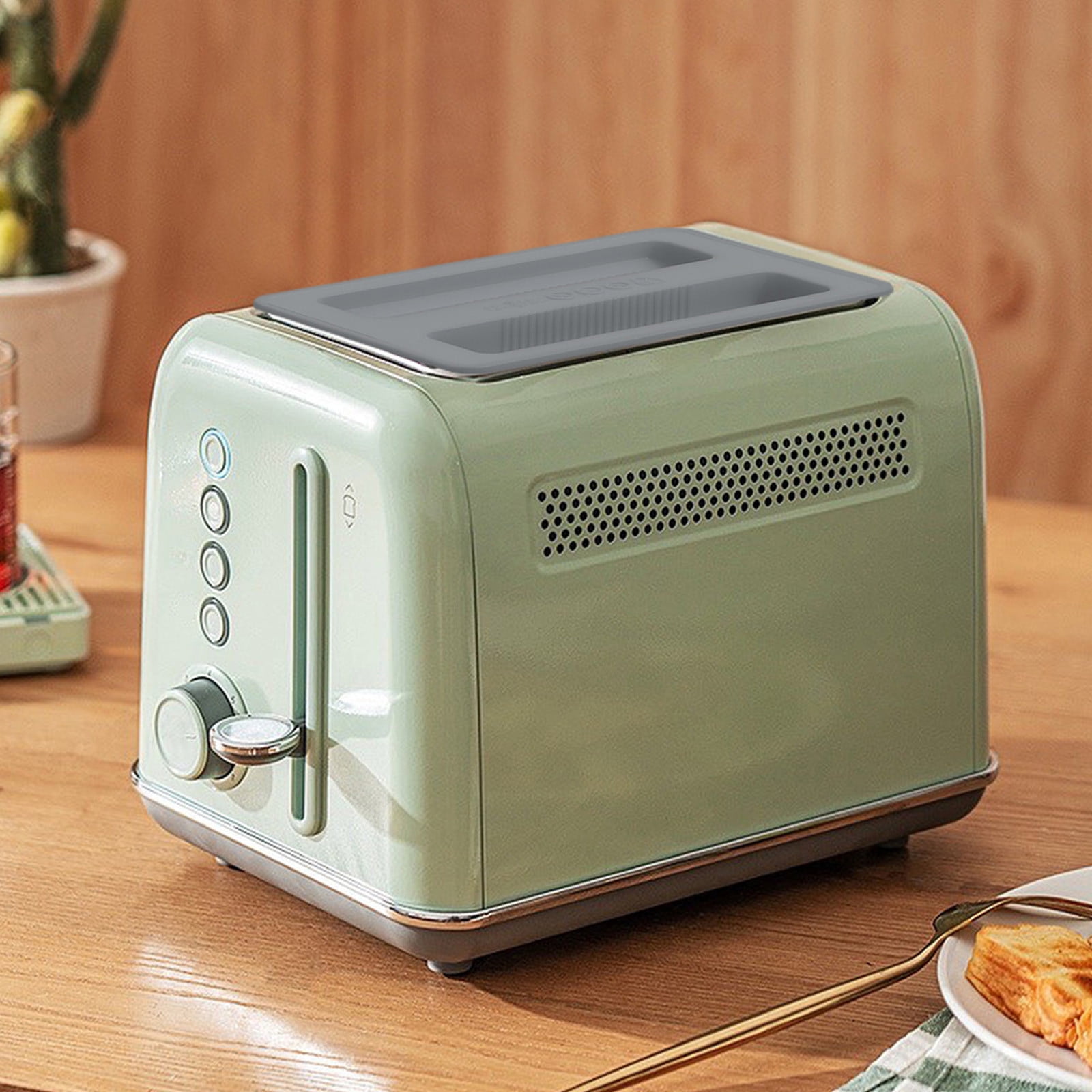 CCMAOLU Silicone Toaster Cover 2 Slice Wide Slot,Reusable Heat Resistance Bread Machine Topper Cover,Dirt Proof Sandwich Accessories That Fit Most Toasters,Simple Design Easy to Clean & Wipe Gray - Image 2