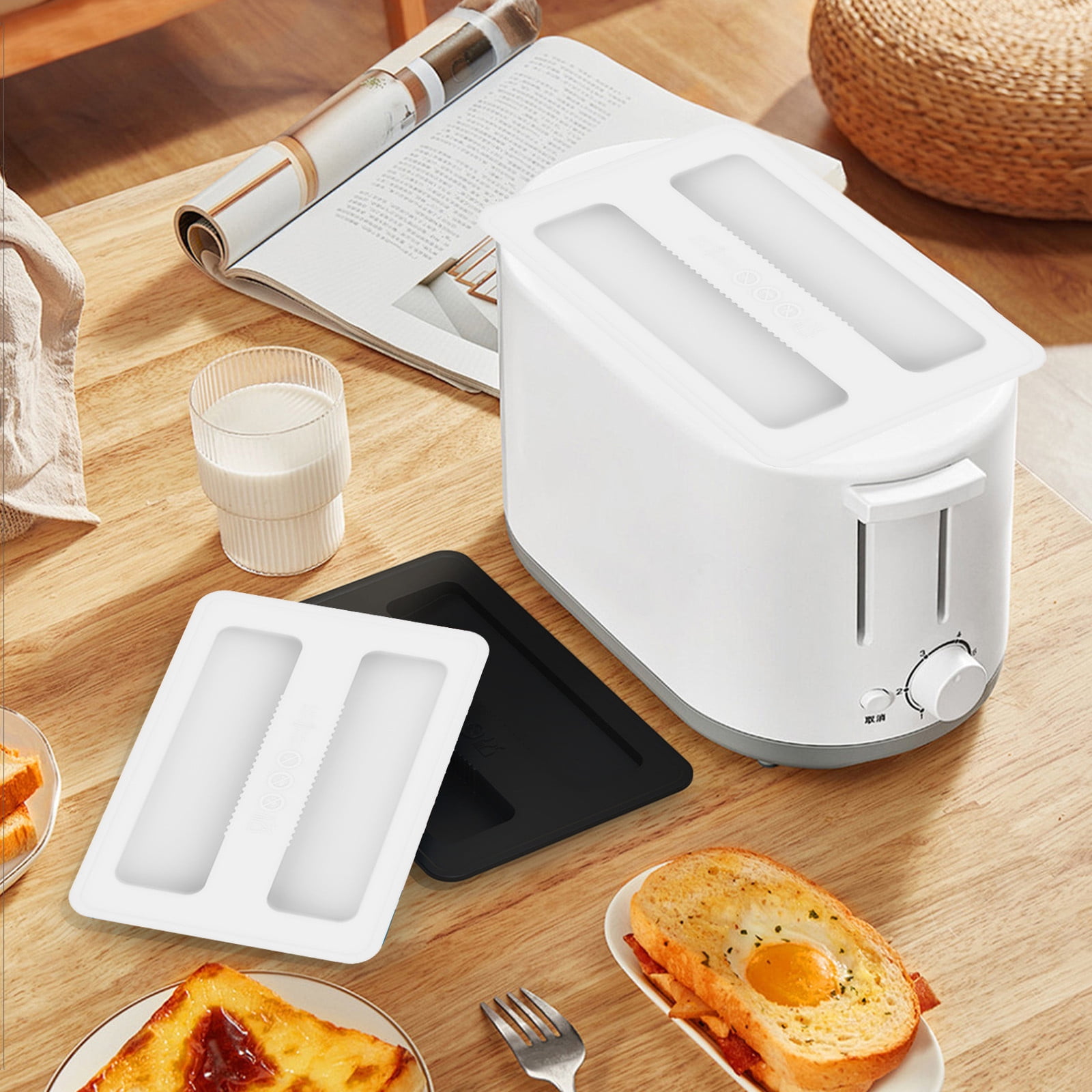 CCMAOLU Silicone Toaster Cover 2 Slice Wide Slot,Reusable Heat Resistance Bread Machine Topper Cover,Dirt Proof Sandwich Accessories That Fit Most Toasters,Simple Design Easy to Clean & Wipe White - Image 2