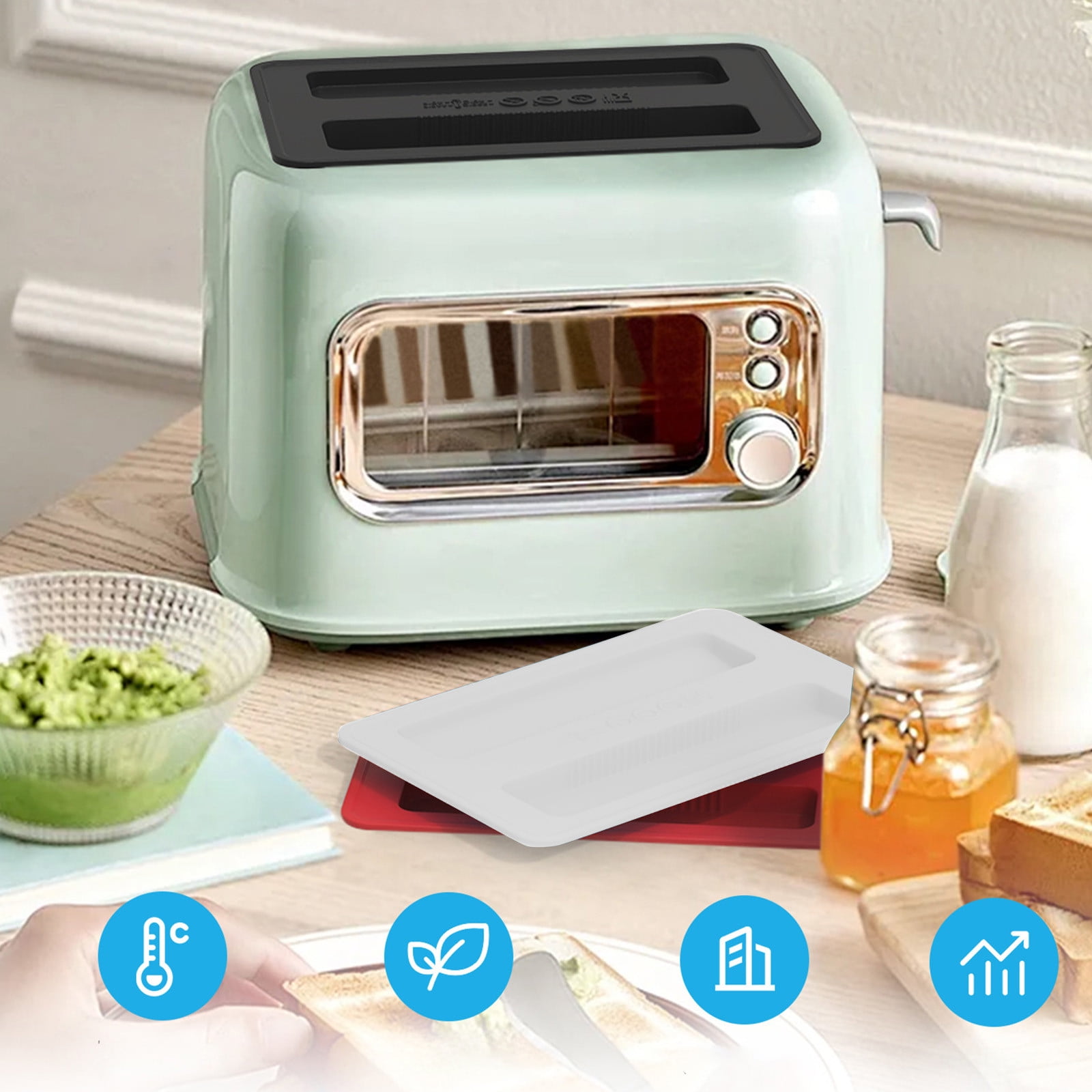 CCMAOLU Silicone Toaster Cover 2 Slice Wide Slot,Reusable Heat Resistance Bread Machine Topper Cover,Dirt Proof Sandwich Accessories That Fit Most Toasters,Simple Design Easy to Clean & Wipe White - Image 4