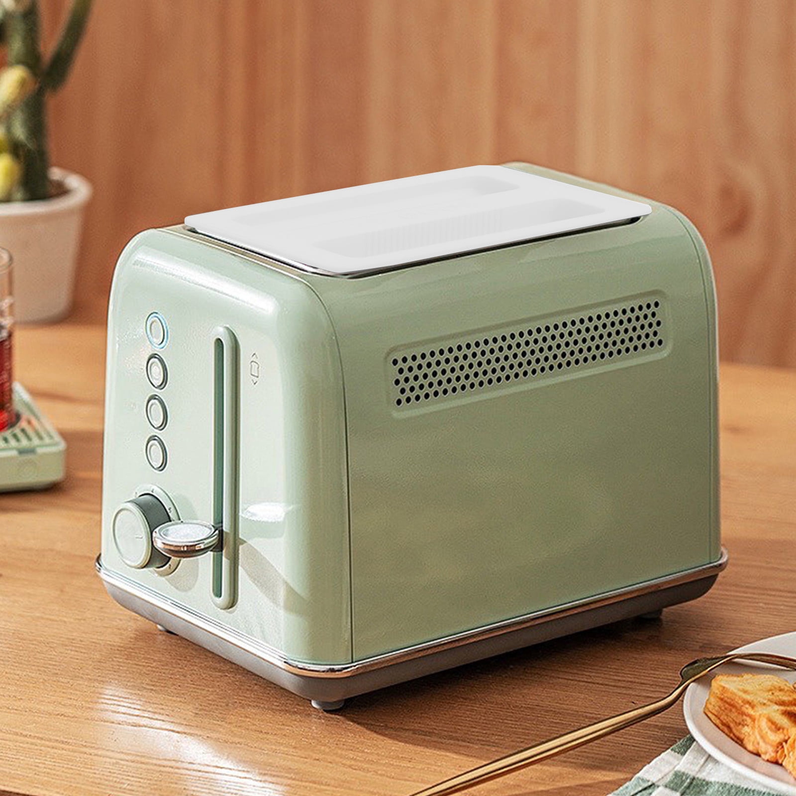 CCMAOLU Silicone Toaster Cover 2 Slice Wide Slot,Reusable Heat Resistance Bread Machine Topper Cover,Dirt Proof Sandwich Accessories That Fit Most Toasters,Simple Design Easy to Clean & Wipe White - Image 5
