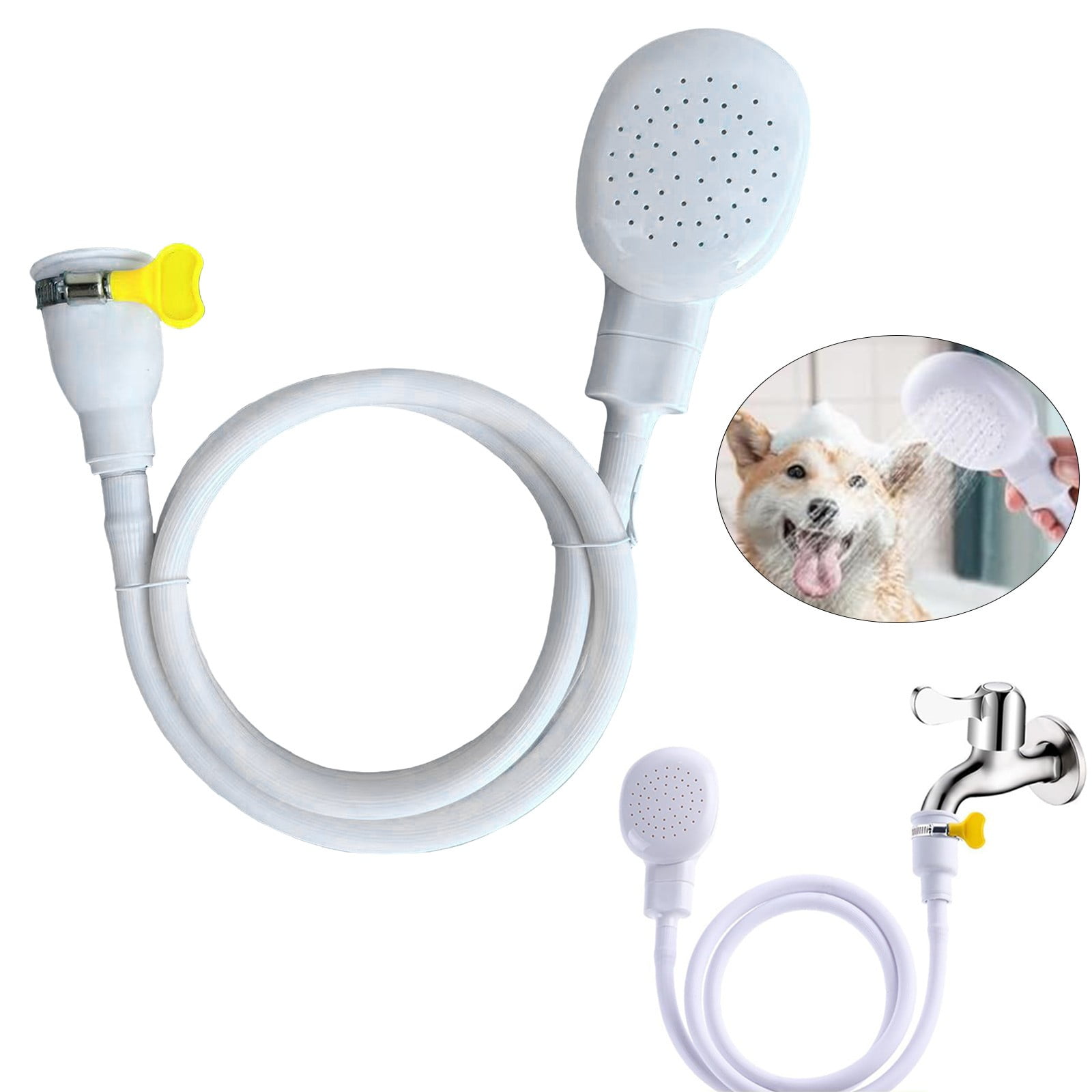 Portable Sink Hose Faucet Sprayer Sink Spray Rubber Hose Shampoo Sprayer Handheld Faucet Shower for Pets, Bathing Baby, Washing Hair, Rinsing Vegetables, 4.26 Ft 4.26' White - Image 2