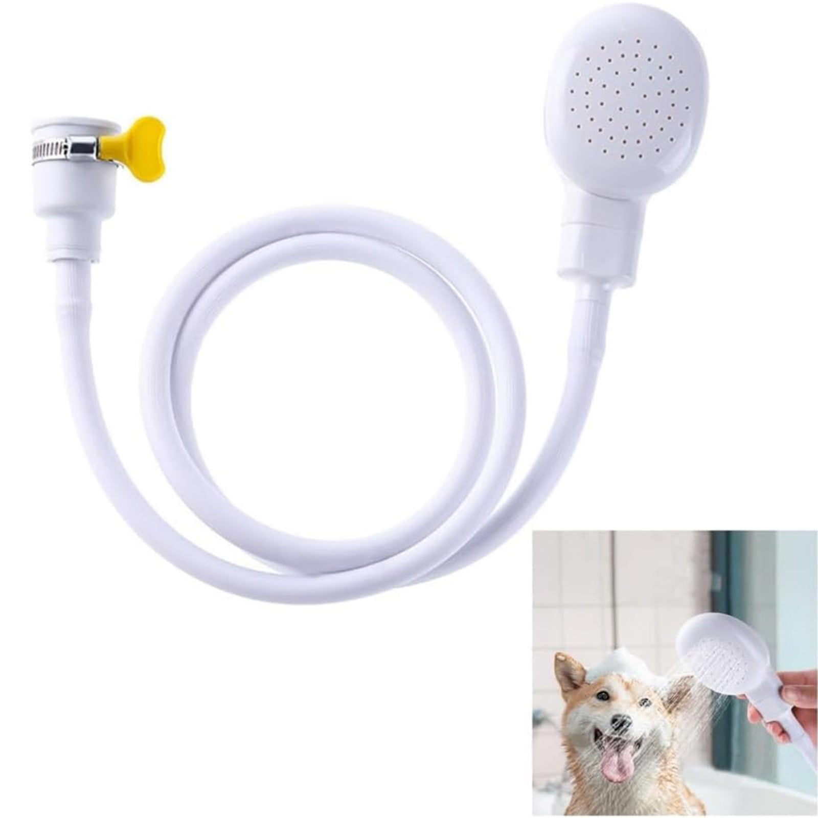 Portable Sink Hose Faucet Sprayer Sink Spray Rubber Hose Shampoo Sprayer Handheld Faucet Shower for Pets, Bathing Baby, Washing Hair, Rinsing Vegetables, 4.26 Ft 4.26' White - Image 5