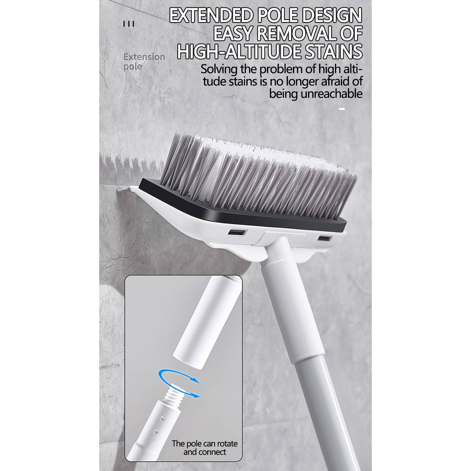 CCMAOLU Floor Scrub Brush with Long Handle,2 in 1 Stiff Bristle Brush & Squeegee Broom for Floor,Bathroom,Tile,Wall Cleaning Tool,Push Scrubber for Shower,Deck,Garage B - Image 4