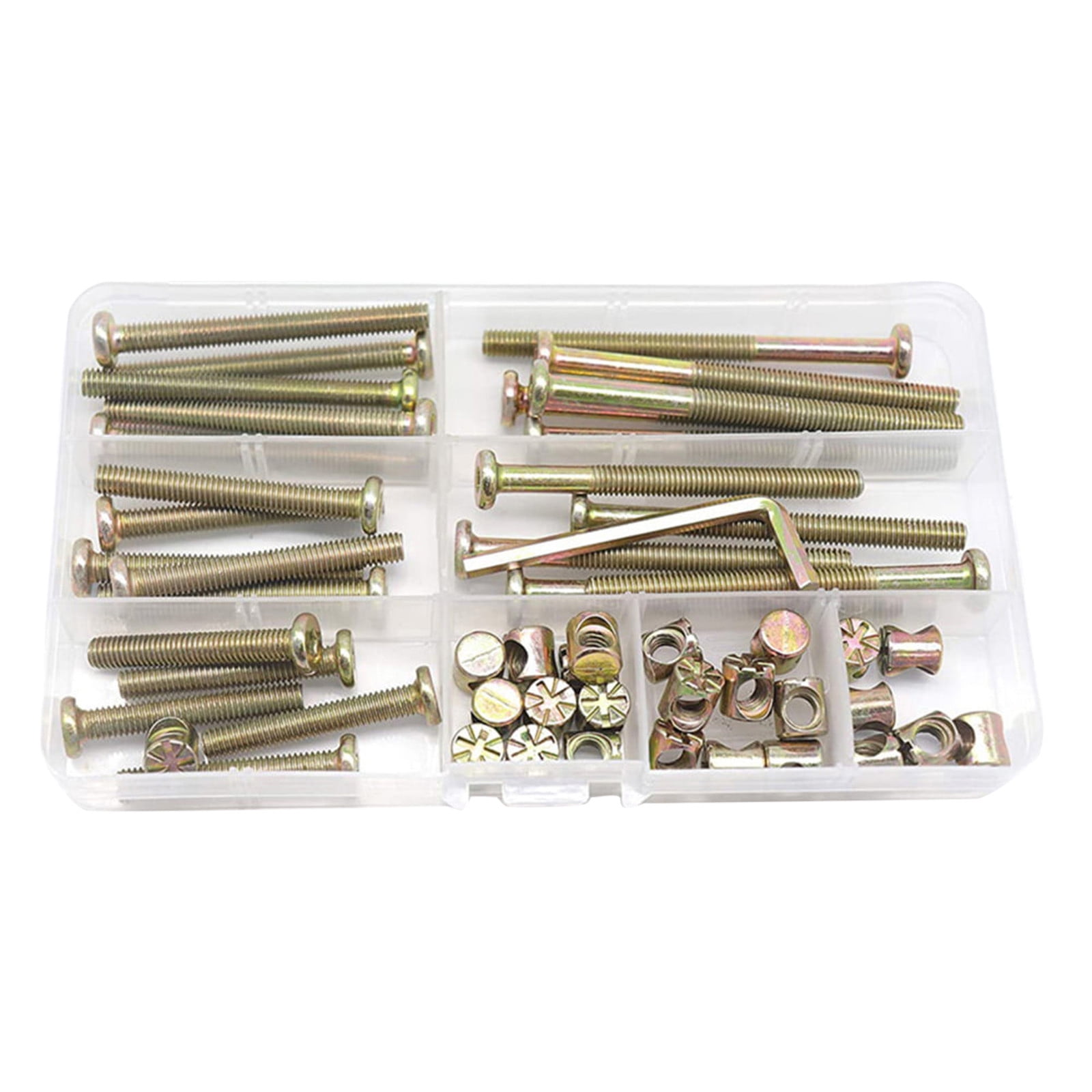 M6x40/50/60/70/80mm Screws Assortment,Plated Screws And Screws Replacement Parts,Bed Frame Bolts and Nuts Kit,Furniture Socket Head Screws For Furniture Beds Nut Assortment Sets(Gold) Gold - Image 1