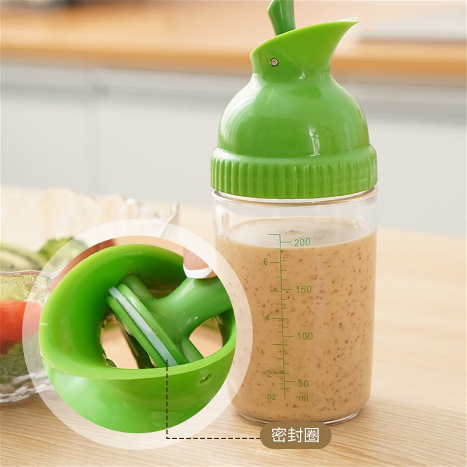 CCMAOLU Salad Dressing Shaker Container,Leak Proof Kitchen Bottle with Dripless Pour & Soft Grip,BPA Free Plastic Design for Sauces,Oil & Homemade Dressings,Easy Cleaning & Operation green - Image 3