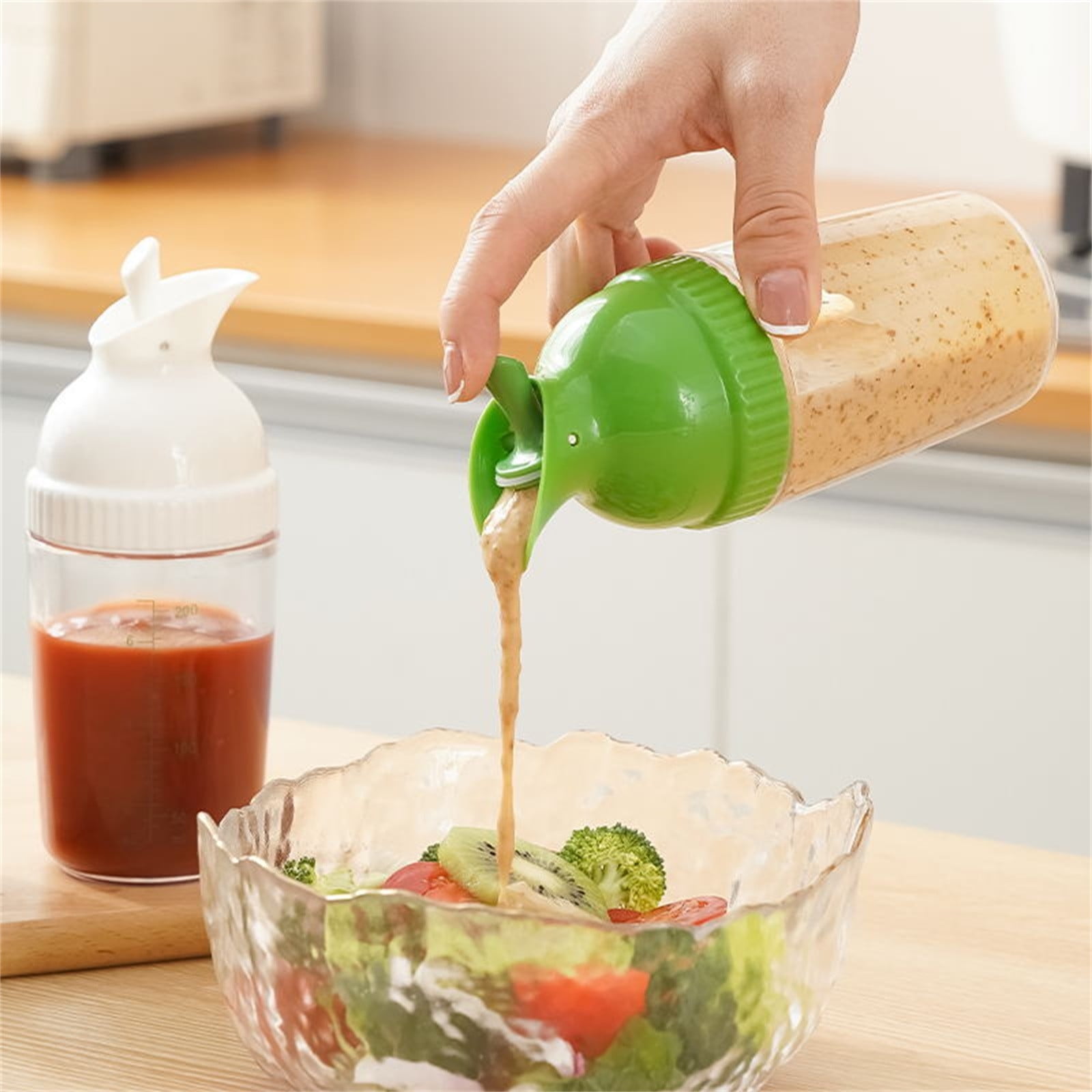 CCMAOLU Salad Dressing Shaker Container,Leak Proof Kitchen Bottle with Dripless Pour & Soft Grip,BPA Free Plastic Design for Sauces,Oil & Homemade Dressings,Easy Cleaning & Operation white - Image 2