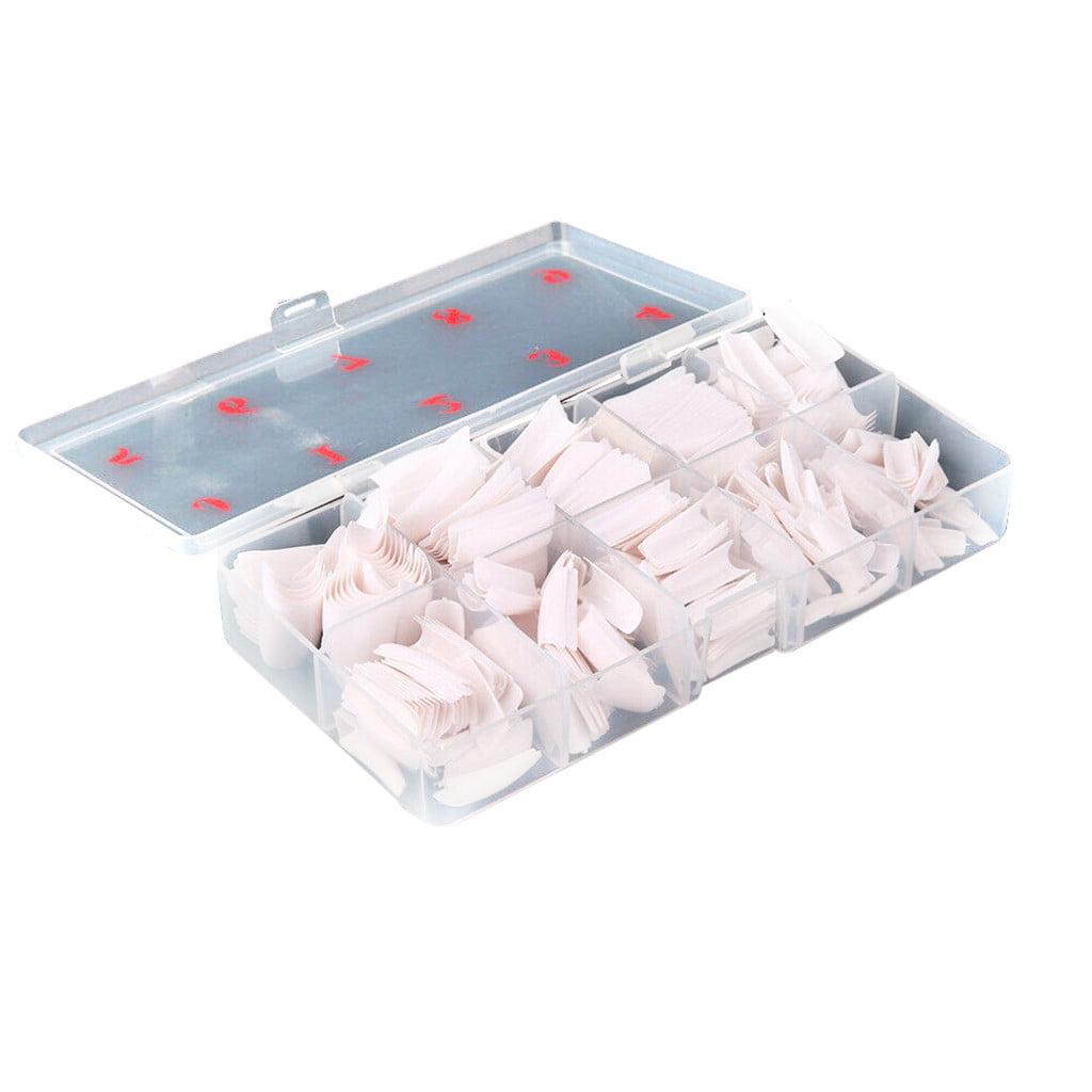 CCMAOLU 500PCS Acrylic Nail Tips,French Style Artificial False Nails for Manicure,DIY Nail Art with Storage Box,10 Sizes,Natural & Clear,Perfect Gift for Nail & Home Use White - Image 1