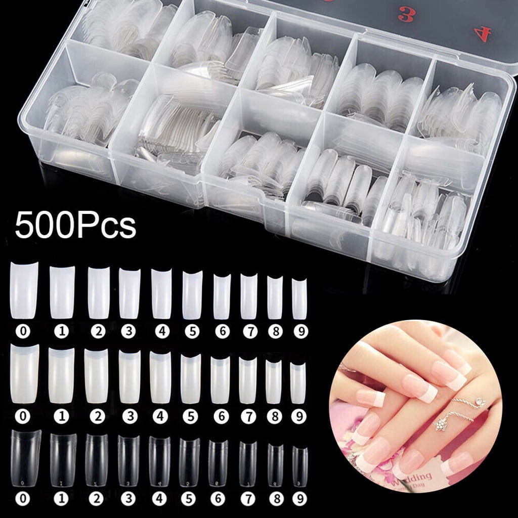 CCMAOLU 500PCS Acrylic Nail Tips,French Style Artificial False Nails for Manicure,DIY Nail Art with Storage Box,10 Sizes,Natural & Clear,Perfect Gift for Nail & Home Use White - Image 2