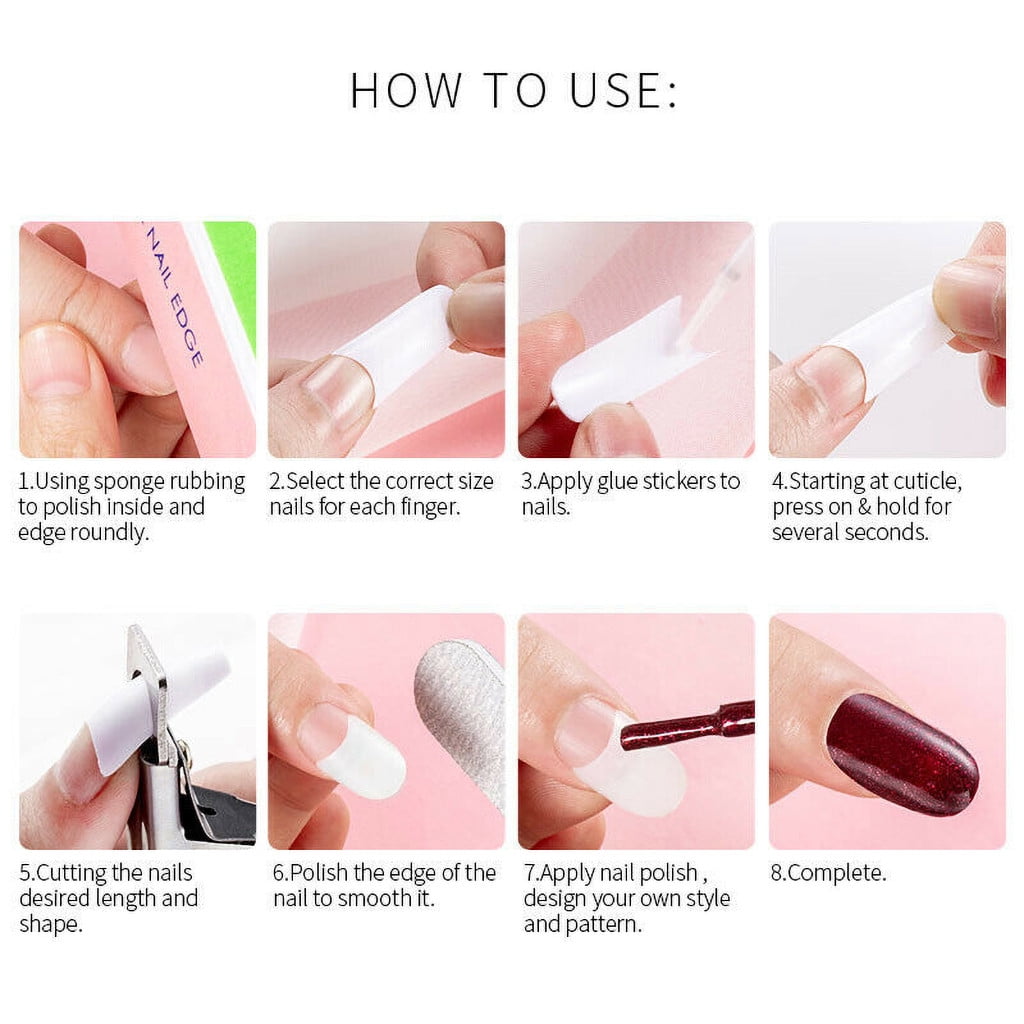 CCMAOLU 500PCS Acrylic Nail Tips,French Style Artificial False Nails for Manicure,DIY Nail Art with Storage Box,10 Sizes,Natural & Clear,Perfect Gift for Nail & Home Use White - Image 5
