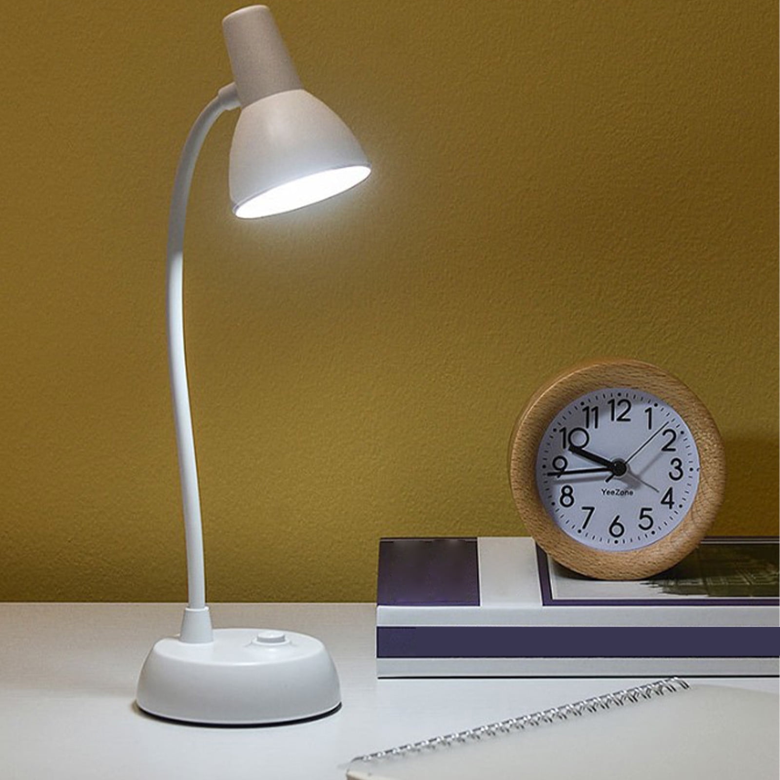 CCMAOLU Cute Pink Desk Lamp with USB Charging Port,Dimmable LED Table Lamp for Home Office,Flexible Neck Reading Light with Auto Dimming,Power Adapter Included,LED Eye Protection Table Lamp White - Image 2