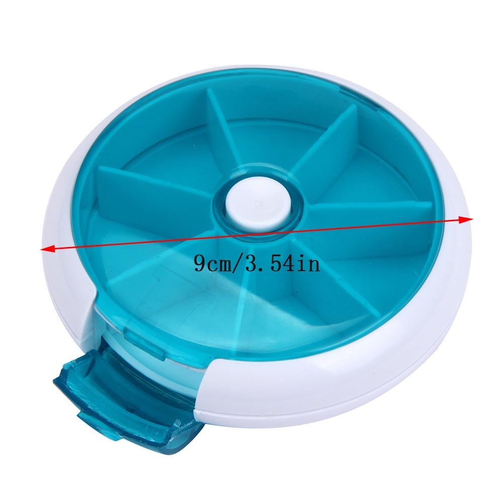 7-Compartment Round Pill Organizer, Portable Plastic Medicine Storage Case with Rotating Dispenser, Compact and Easy-to-Carry Design, Ideal for Daily Vitamins, Travel, and Home Use - Image 3