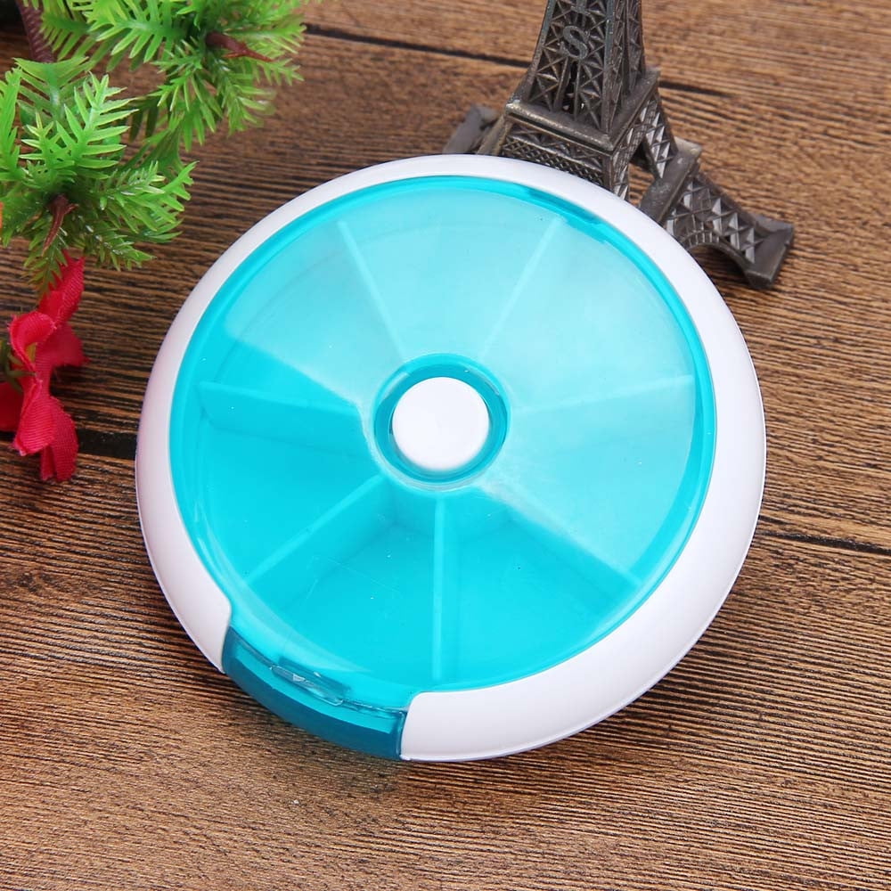 7-Compartment Round Pill Organizer, Portable Plastic Medicine Storage Case with Rotating Dispenser, Compact and Easy-to-Carry Design, Ideal for Daily Vitamins, Travel, and Home Use - Image 6